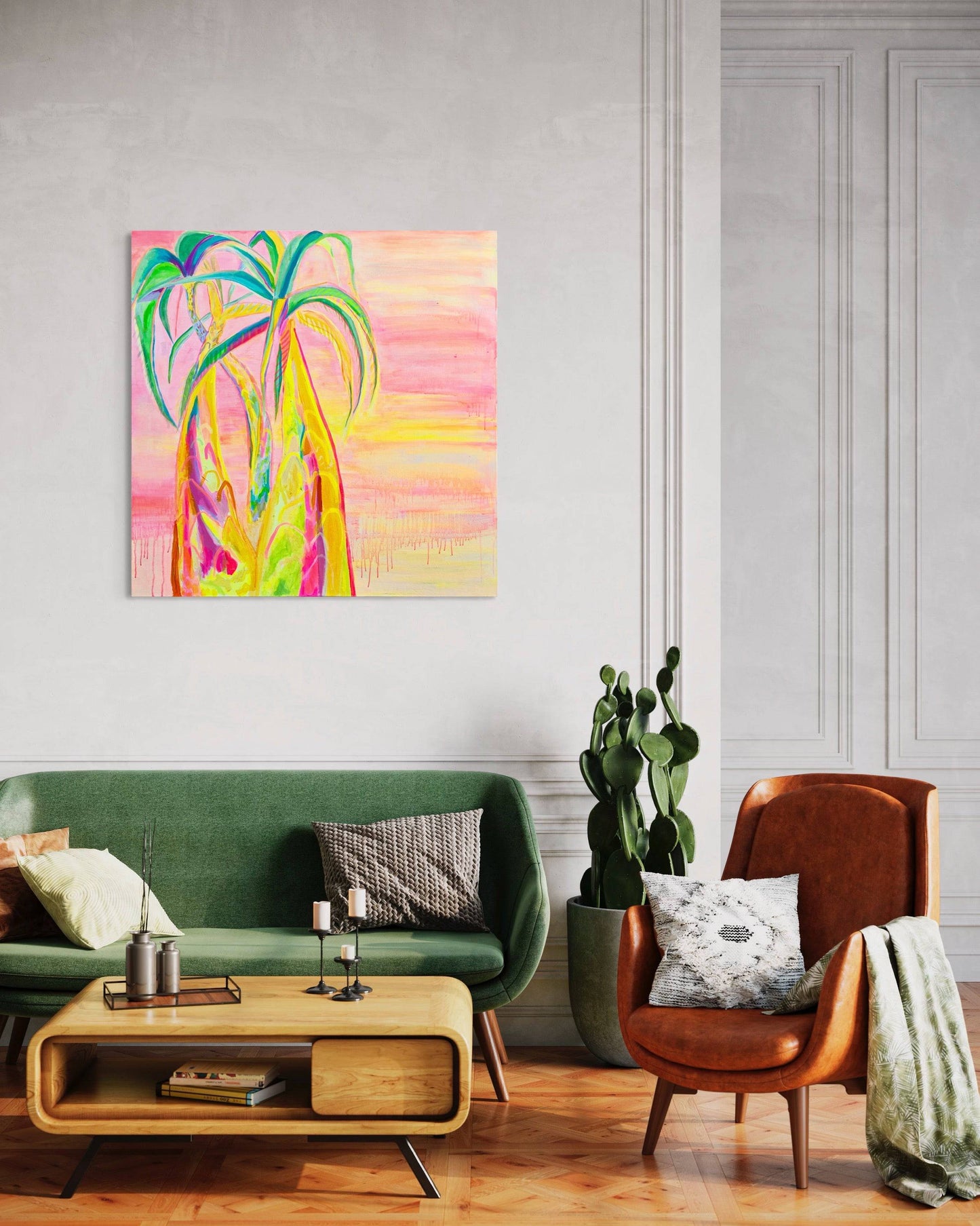 'Vaporwave Palms'  112cm x 112cm - Kathryn Sillince Artist