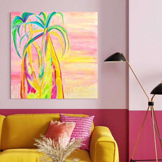'Vaporwave Palms'  112cm x 112cm - Kathryn Sillince Artist