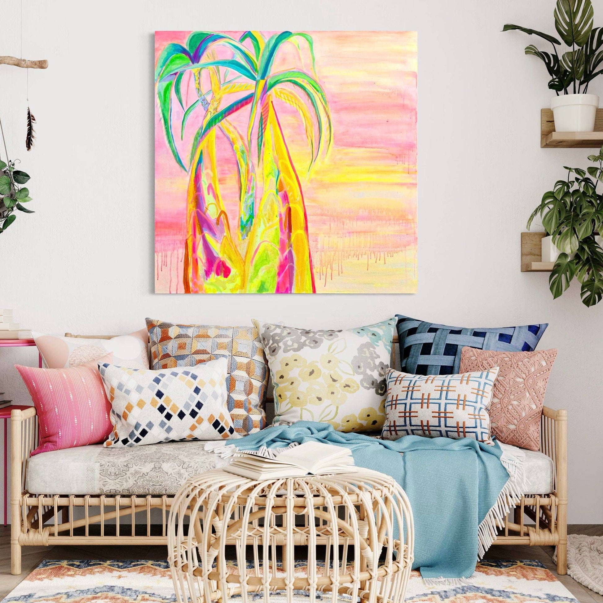 'Vaporwave Palms'  112cm x 112cm - Kathryn Sillince Artist