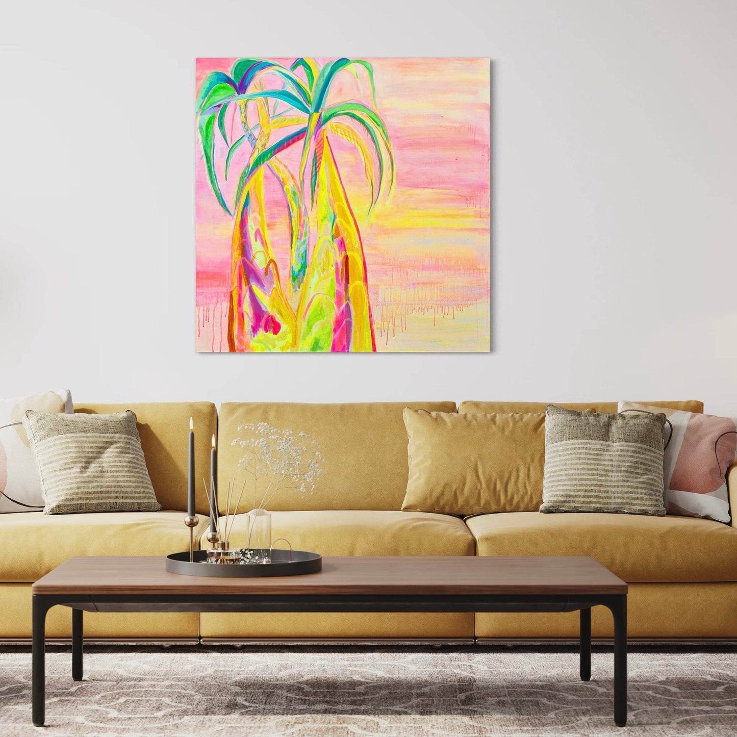 'Vaporwave Palms'  112cm x 112cm - Kathryn Sillince Artist