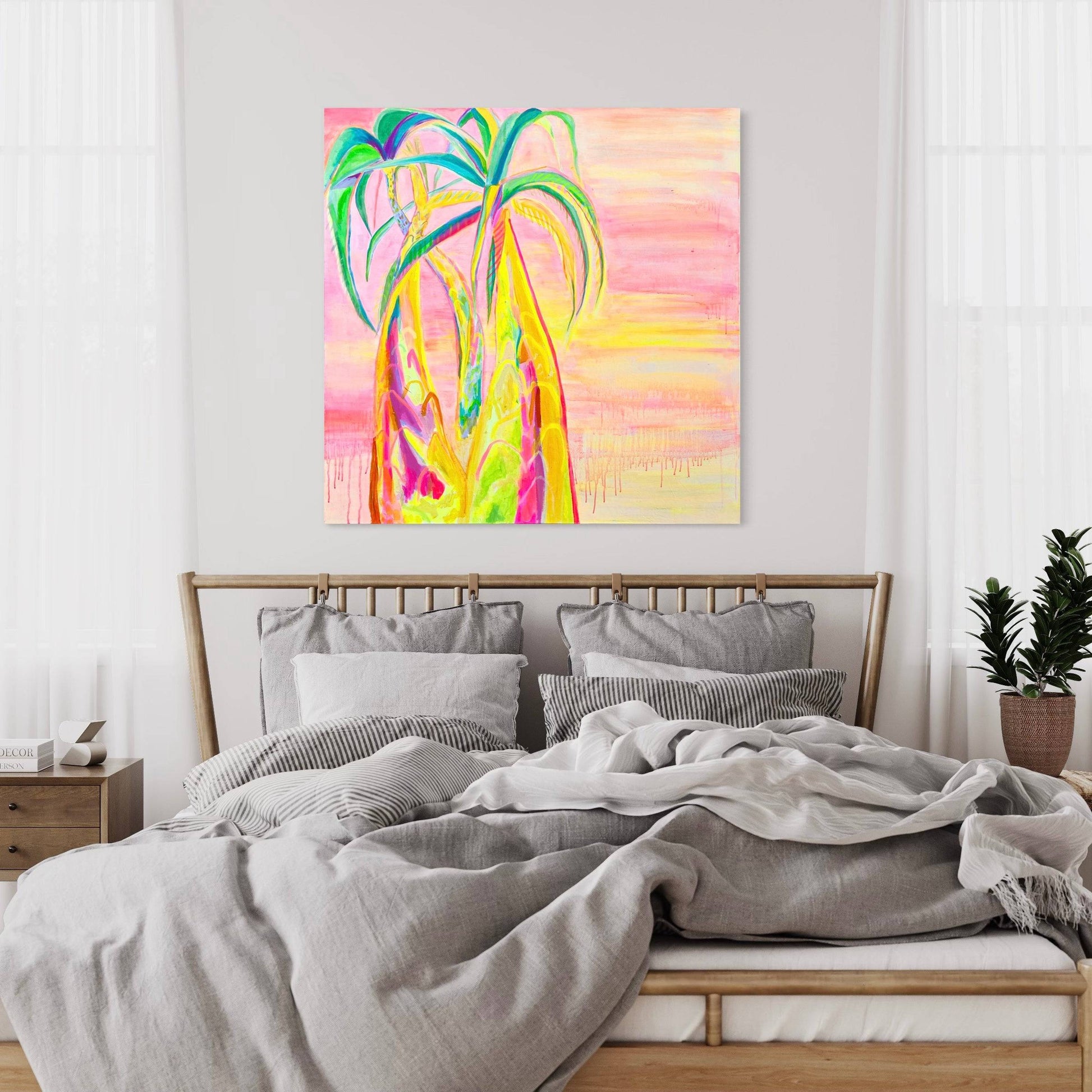 'Vaporwave Palms'  112cm x 112cm - Kathryn Sillince Artist