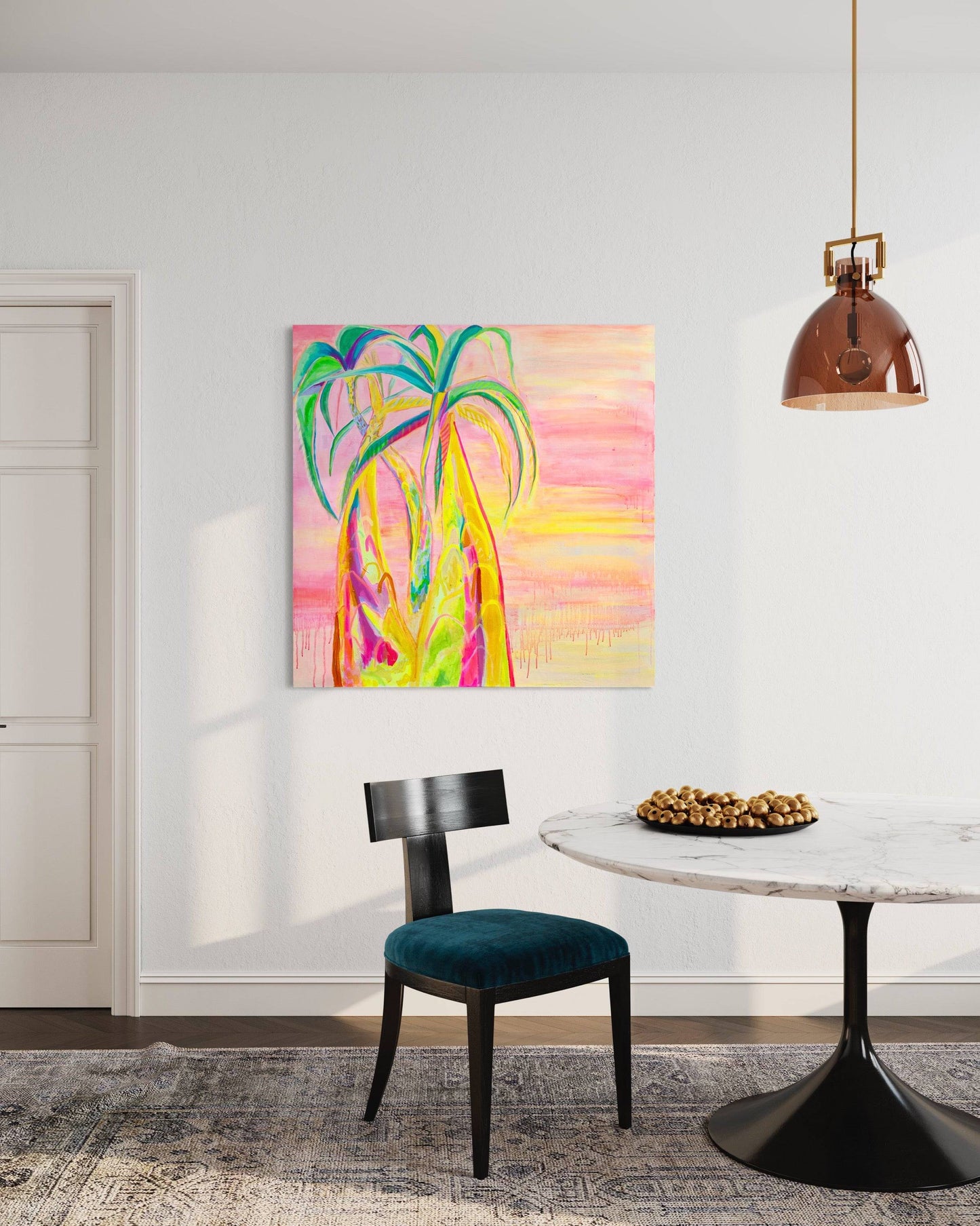 'Vaporwave Palms'  112cm x 112cm - Kathryn Sillince Artist