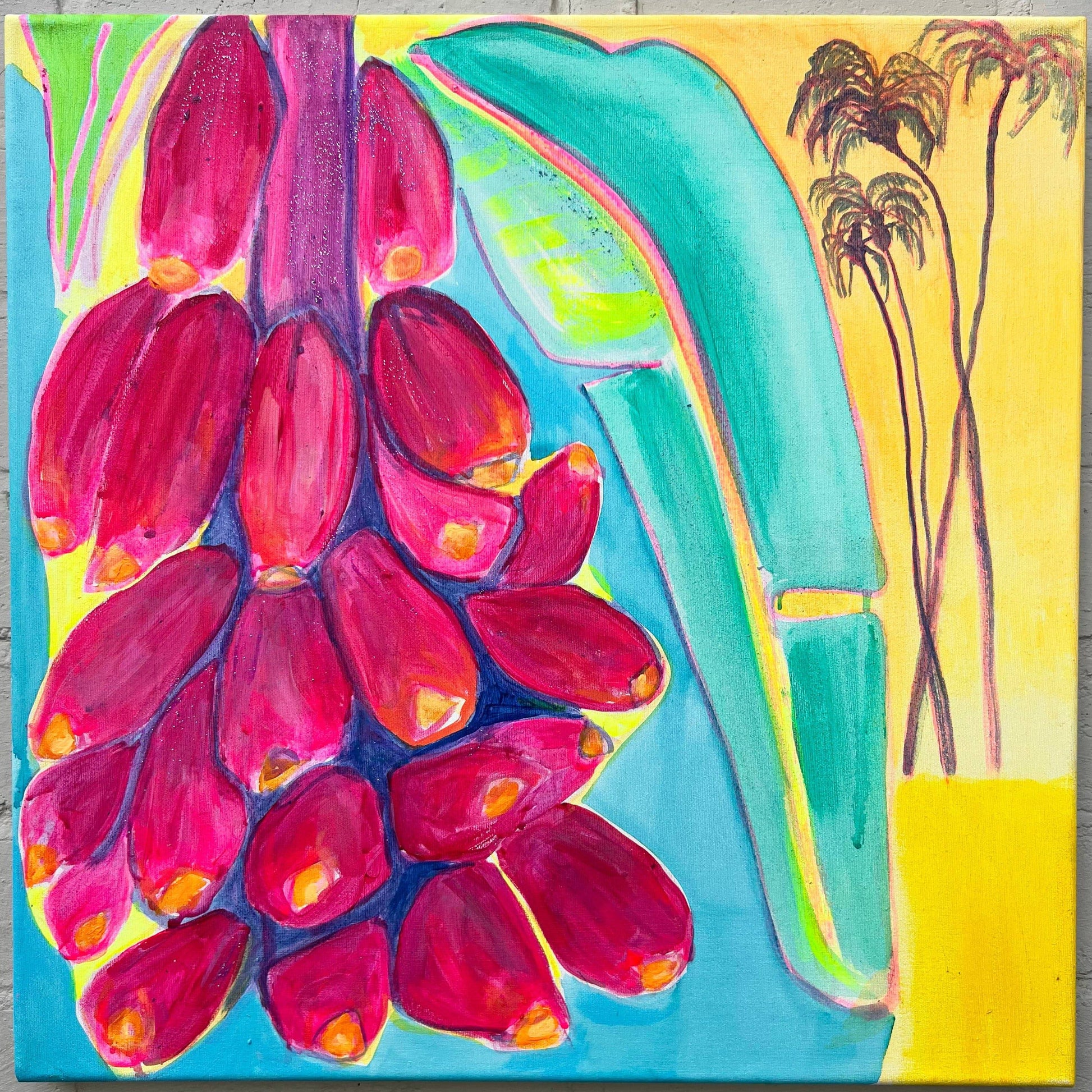 'Musa Velutina at Sunset'  51cm x 51cm - Kathryn Sillince Artist