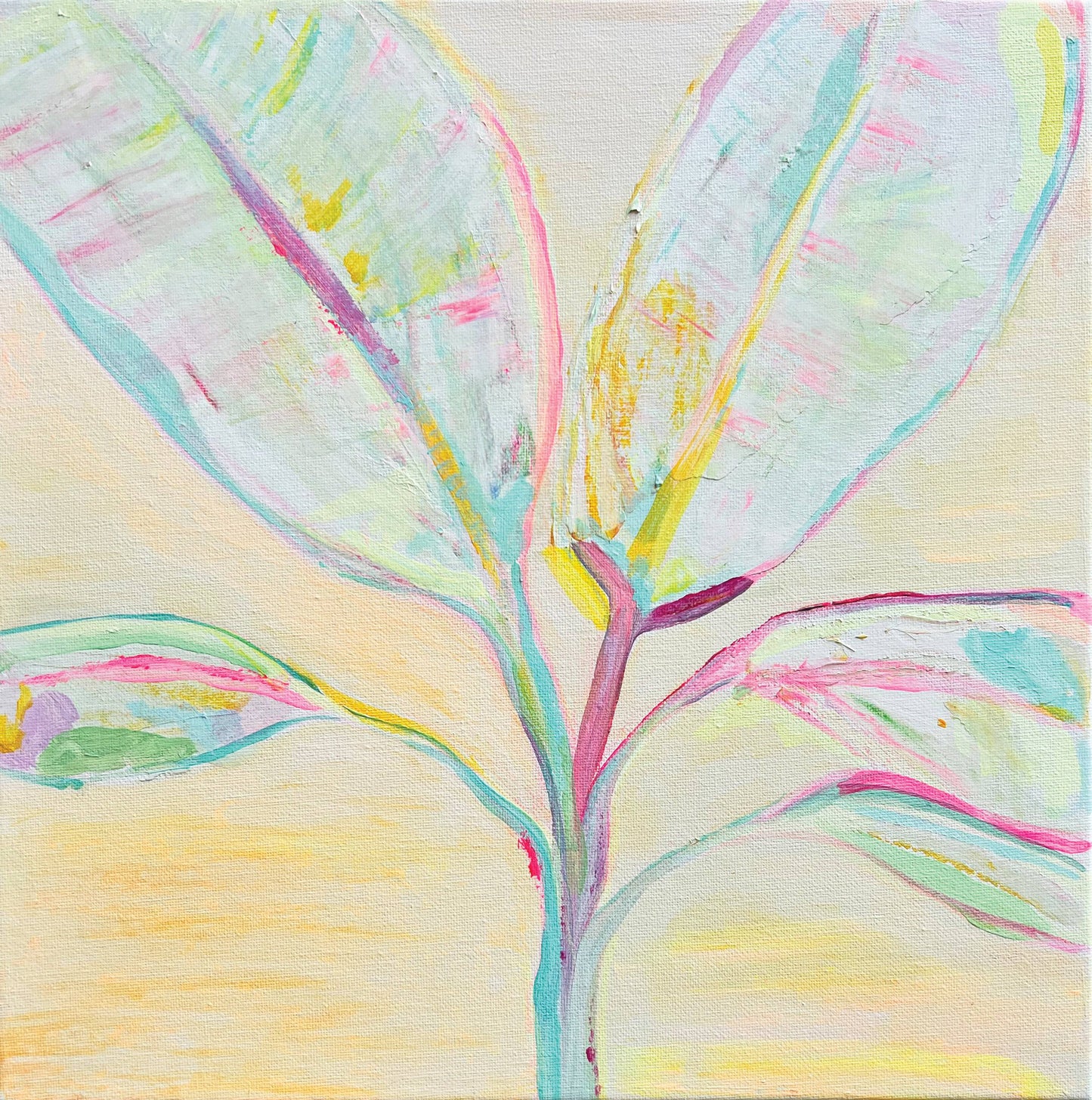 'Pastel Palms'  41cm x 41cm - Kathryn Sillince Artist