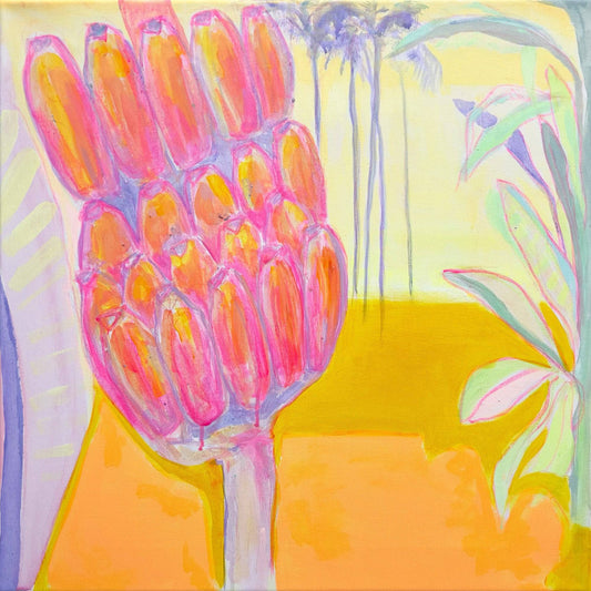 'Pink Banana Sunset Study'  51cm x 51cm - Kathryn Sillince Artist