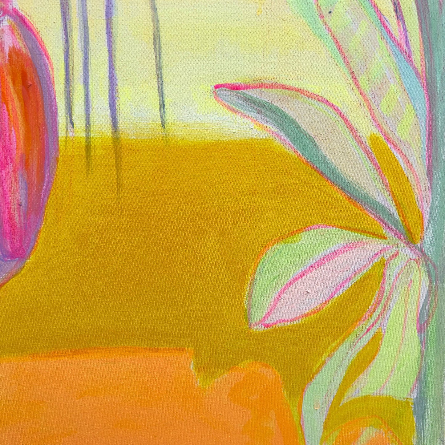 'Pink Banana Sunset Study'  51cm x 51cm - Kathryn Sillince Artist