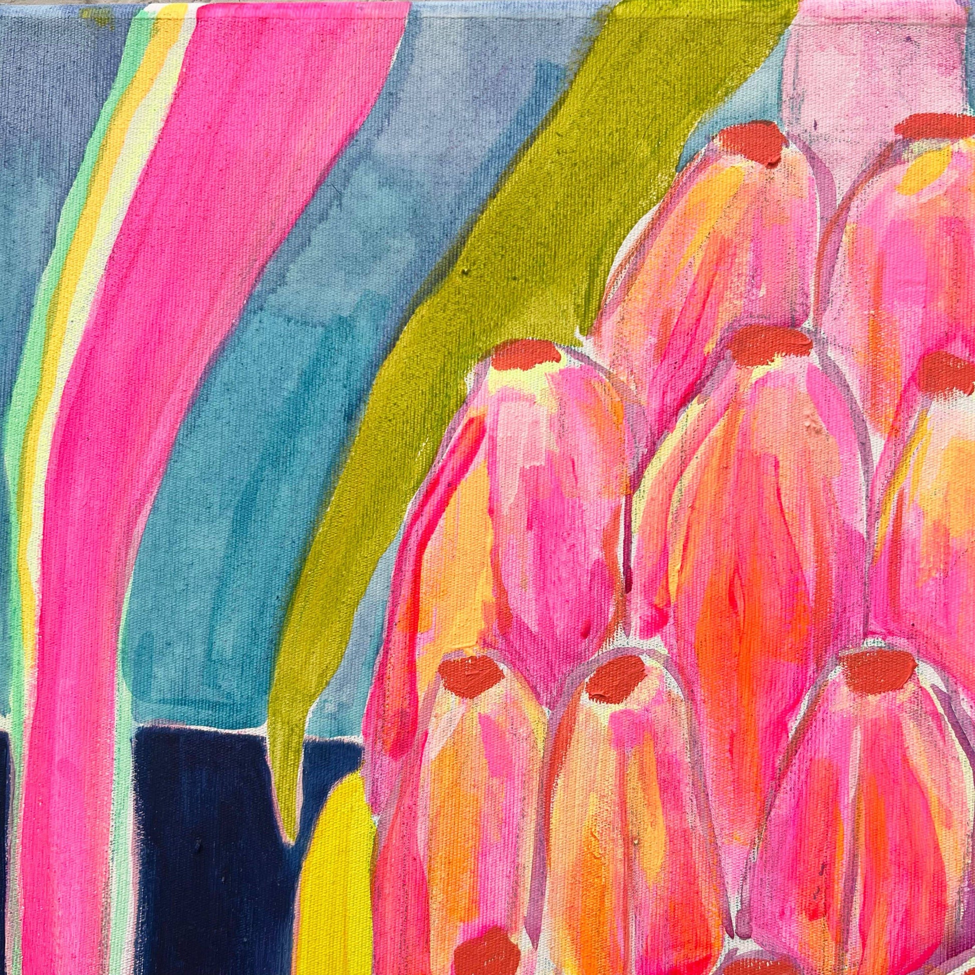 'Pink Bananas at Dusk'  51cm x 51cm - Kathryn Sillince Artist