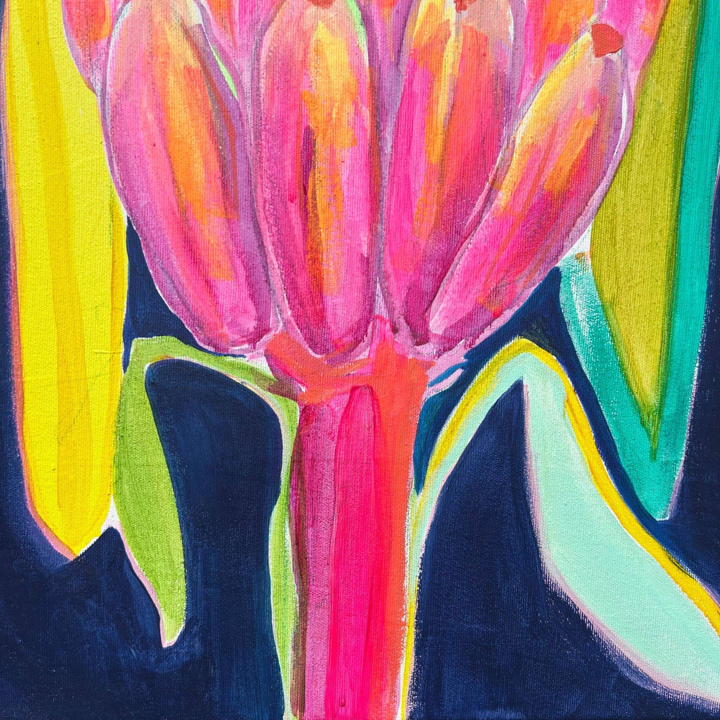 'Pink Bananas at Dusk'  51cm x 51cm - Kathryn Sillince Artist