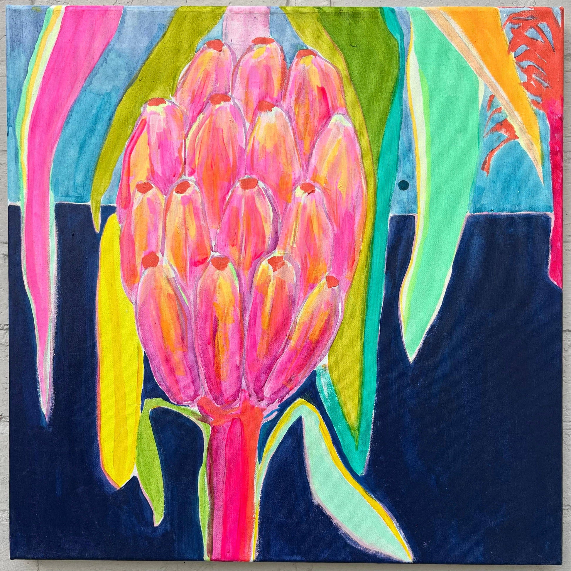 'Pink Bananas at Dusk'  51cm x 51cm - Kathryn Sillince Artist