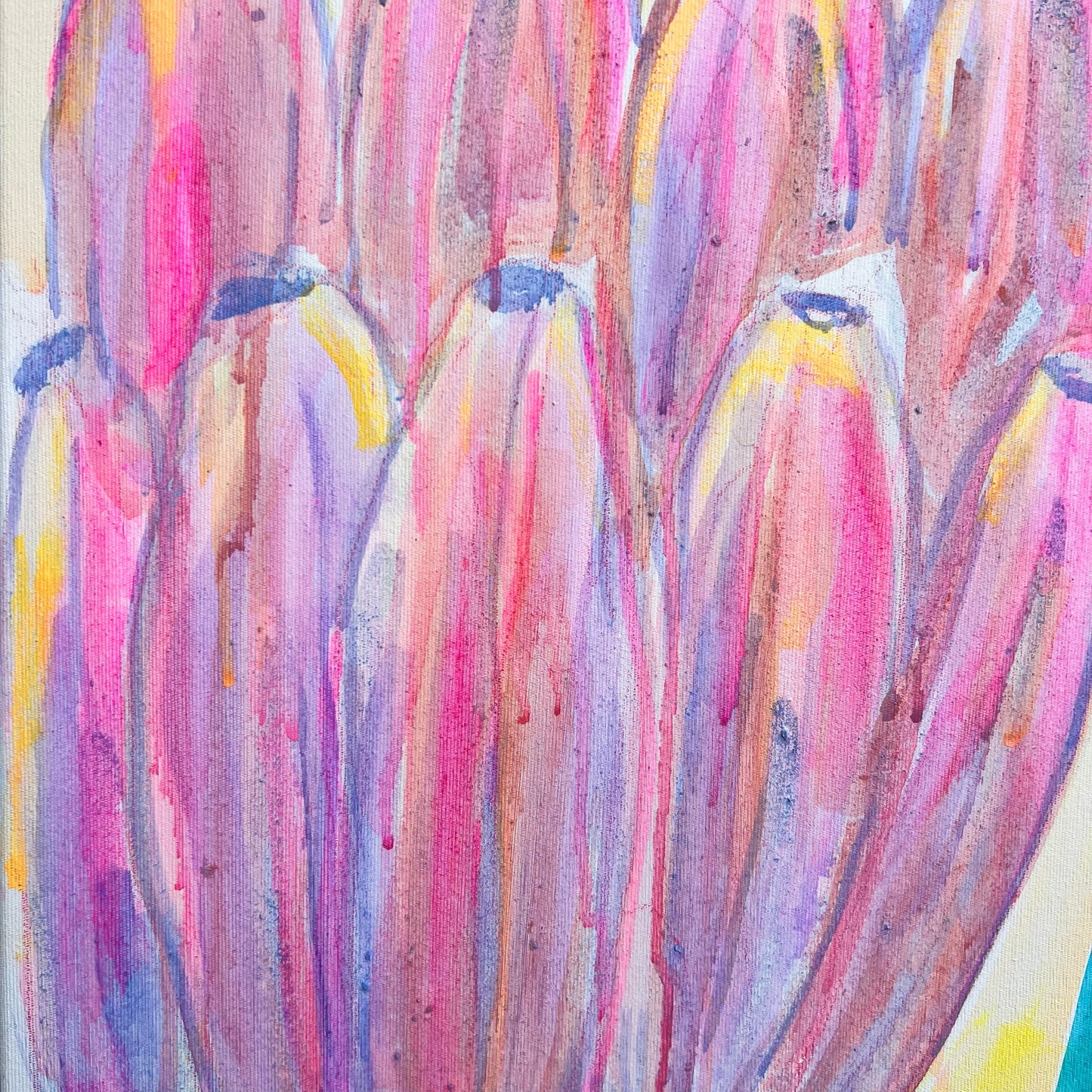 'Purple and Yellow Banana Study'  51cm x 51cm - Kathryn Sillince Artist