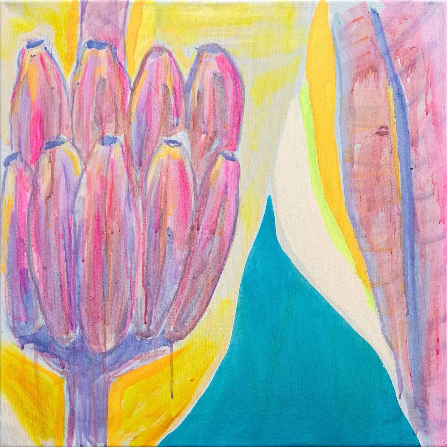 'Purple and Yellow Banana Study'  51cm x 51cm - Kathryn Sillince Artist