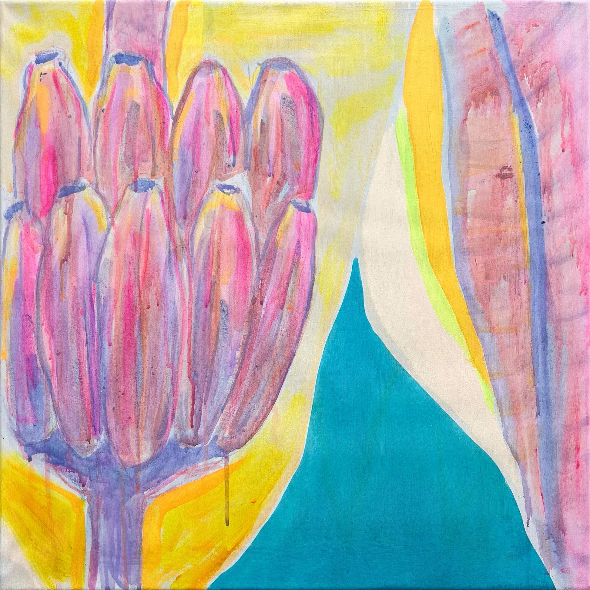 'Purple and Yellow Banana Study'  51cm x 51cm - Kathryn Sillince Artist