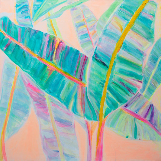 'Rainbow Banana Leaves'  90cm x 90cm - Kathryn Sillince Artist