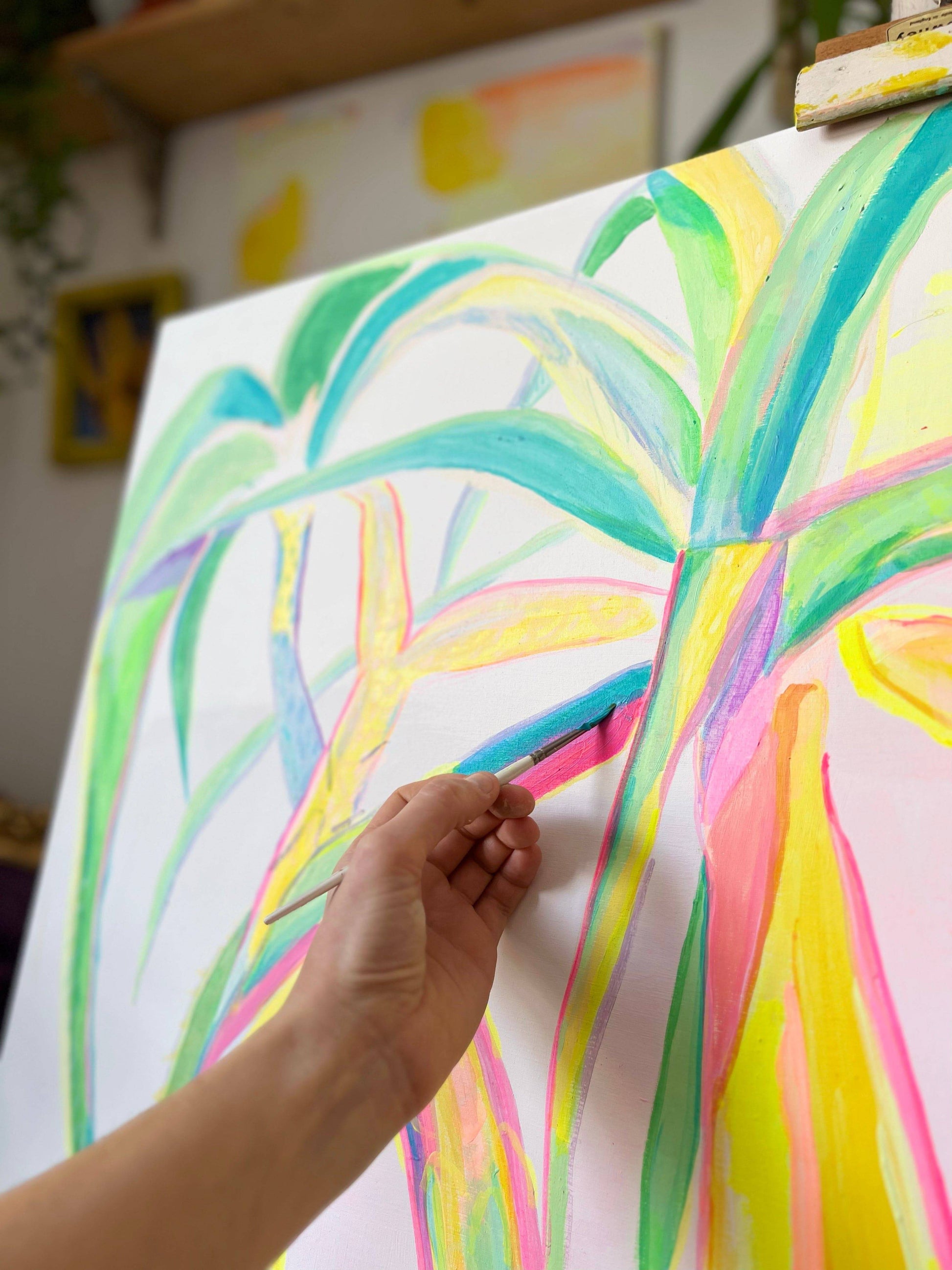 'Vaporwave Palms'  112cm x 112cm - Kathryn Sillince Artist