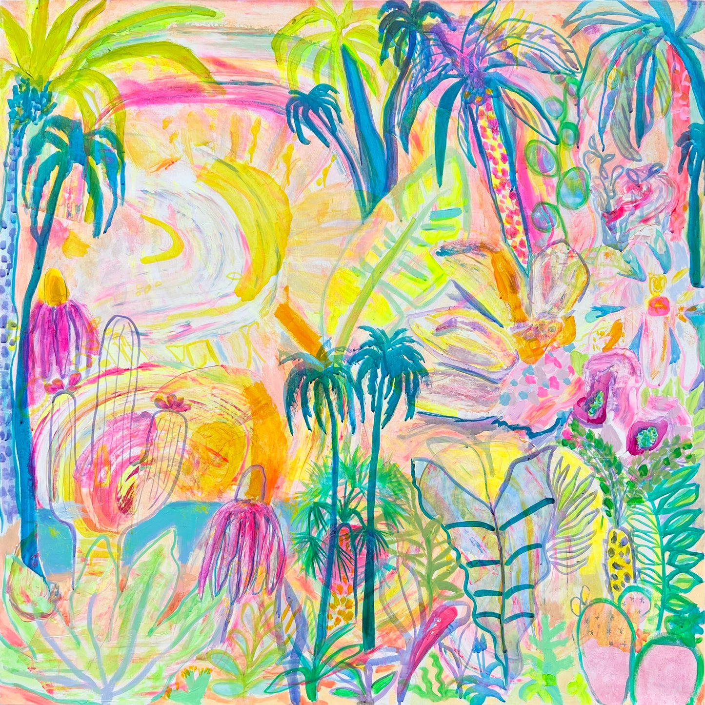 Colorful paper print titled "Summer On My Mind" by Kathryn Sillince Artist, featuring vibrant summer-themed artwork.