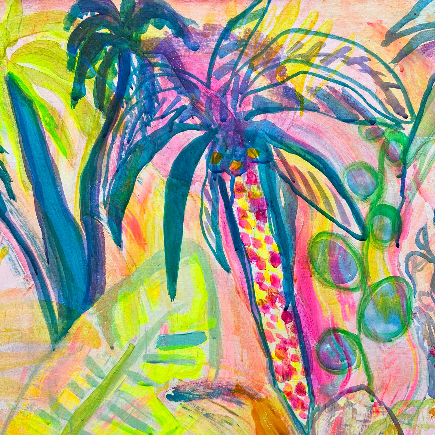Colorful paper print titled "Summer On My Mind" by Kathryn Sillince featuring vibrant summer-themed artwork.