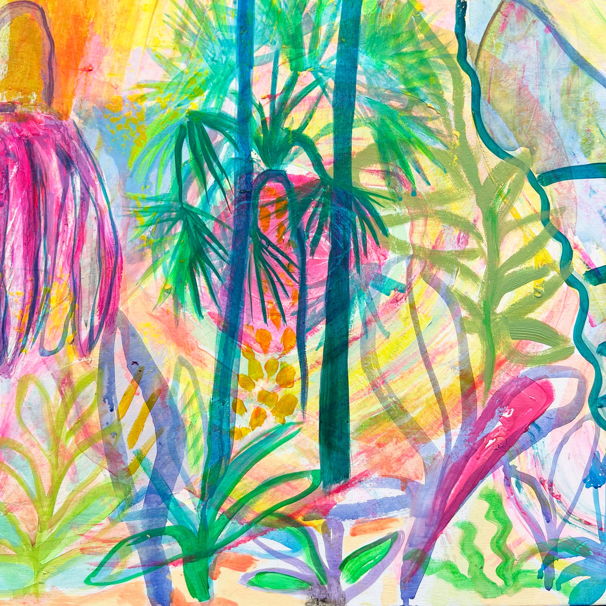 Close-up of the "Summer On My Mind" paper print by Kathryn Sillince Artist, showcasing vibrant summer-themed artwork details.