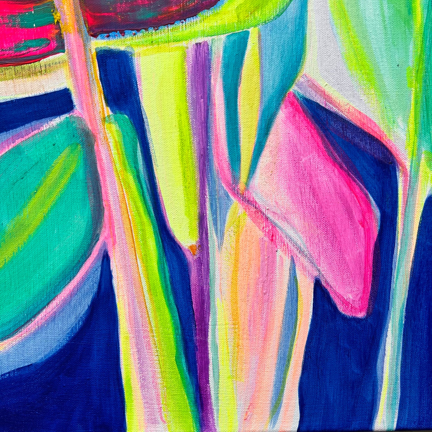 Colorful Banana Blue paper print by Kathryn Sillince Artist featuring vibrant blue and yellow banana illustrations on textured paper