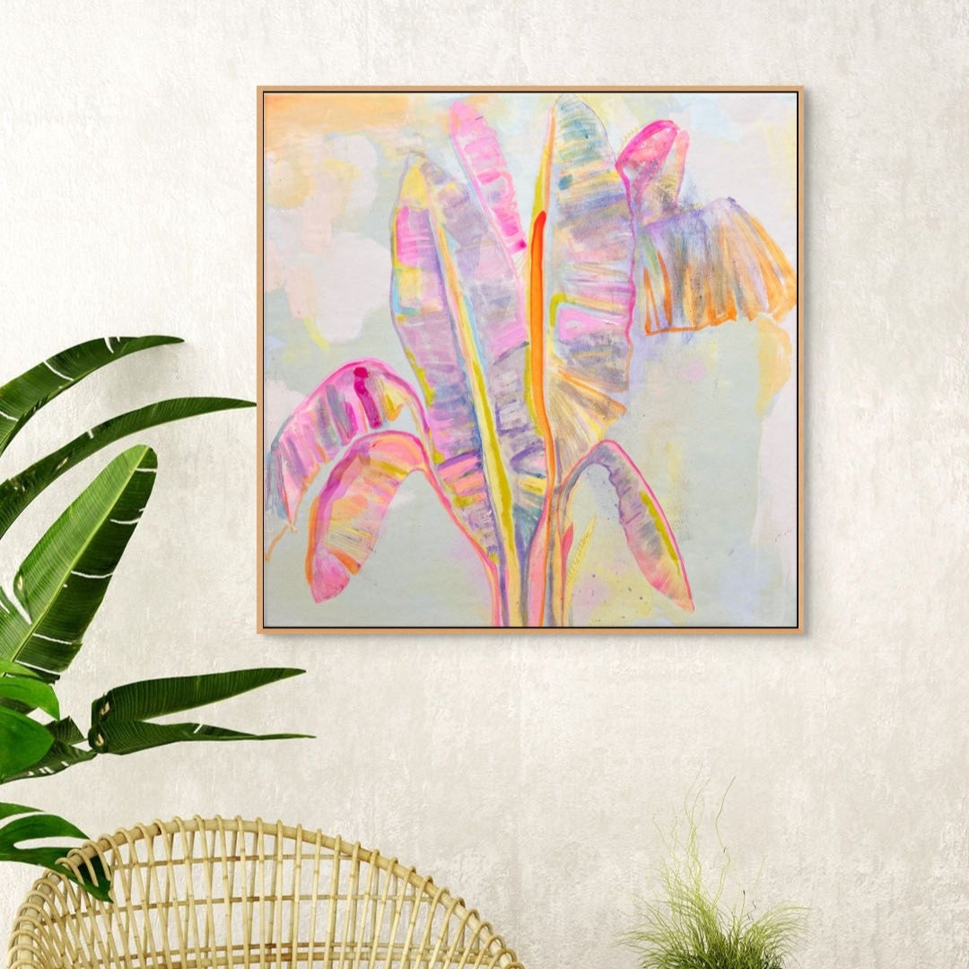 BOTANICAL PRINT SET: 'Red Sunset Banana Leaves Study' & 'Peachy Banana Dreams' - Kathryn Sillince Artist
