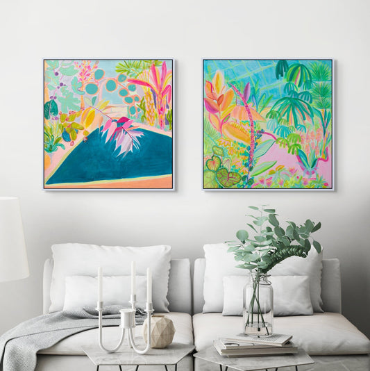 COLOUR POP BOTANICAL PRINT SET: 'Inflorescence Immersion' & 'Endless Summer By The Pool' - Kathryn Sillince Artist