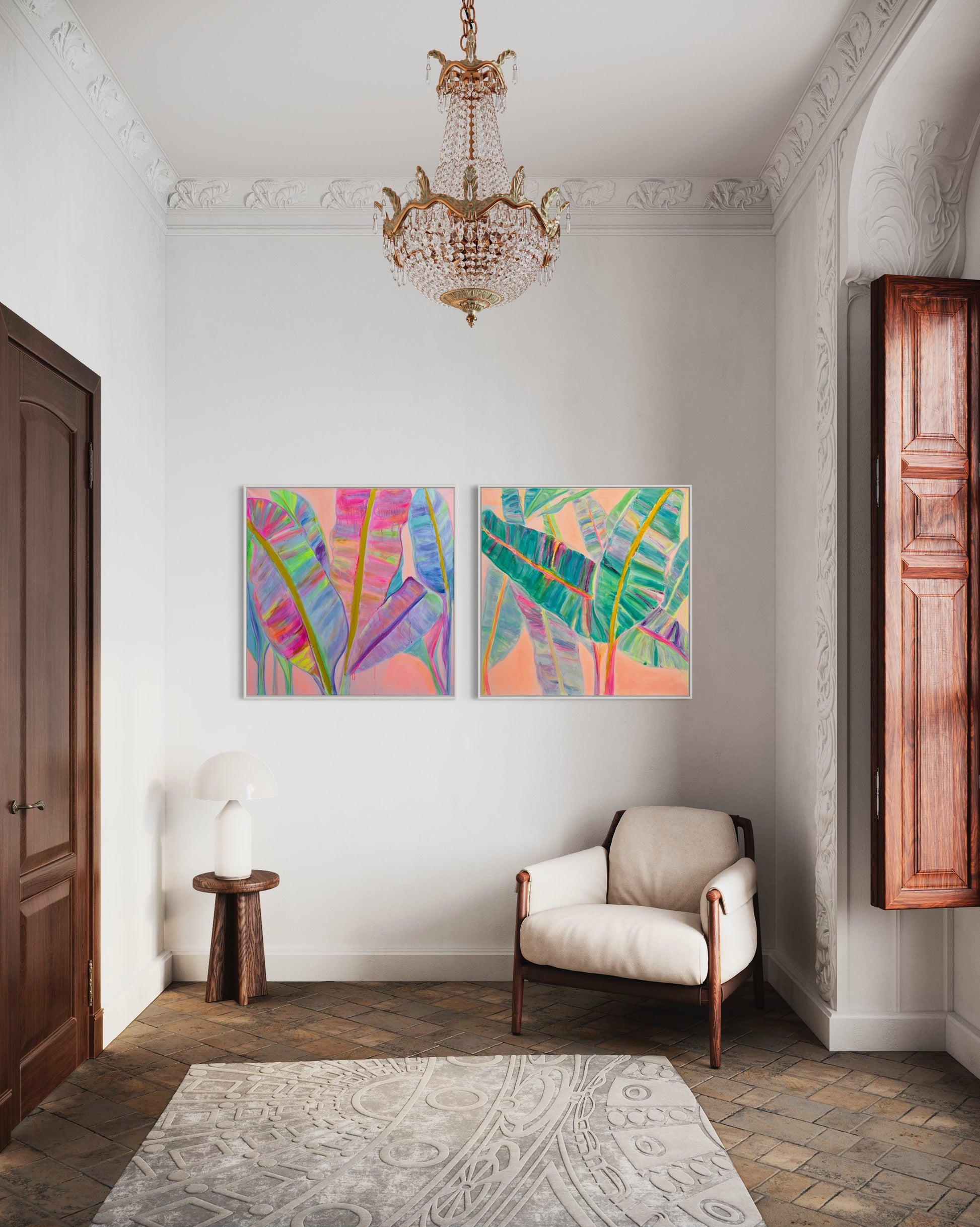 COLOUR POP BOTANICAL PRINT SET: 'Rainbow Banana Leaves' & 'Rainbow Banana Leaves II' - Kathryn Sillince Artist