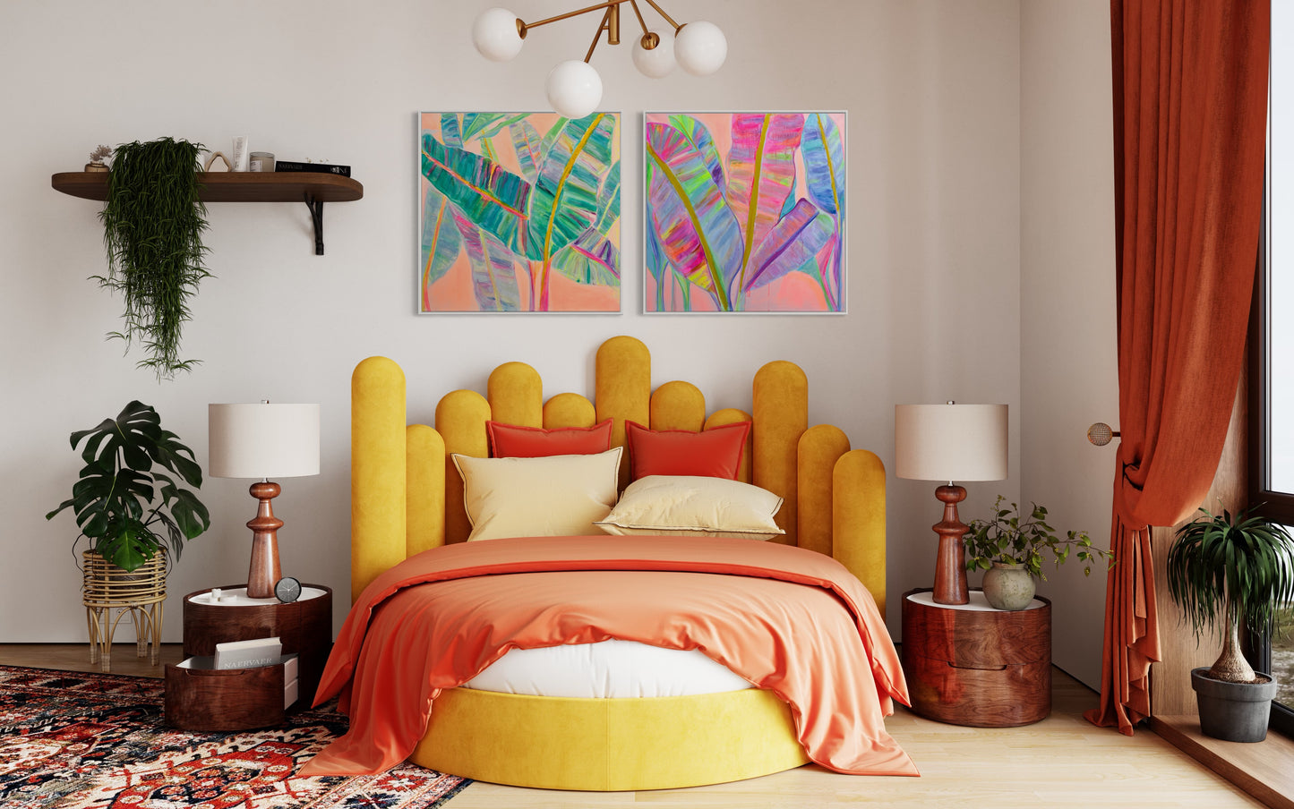 COLOUR POP BOTANICAL PRINT SET: 'Rainbow Banana Leaves' & 'Rainbow Banana Leaves II' - Kathryn Sillince Artist