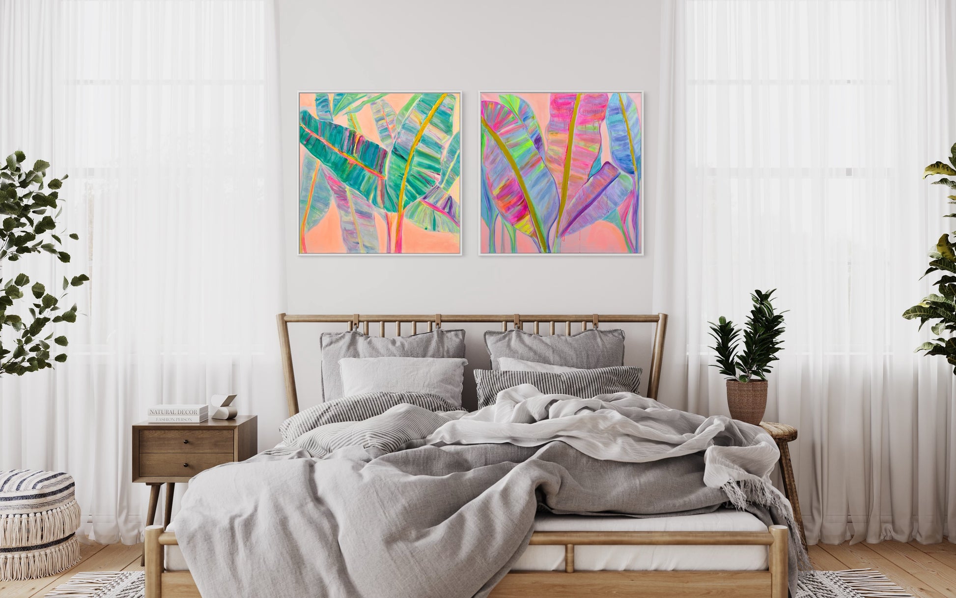 COLOUR POP BOTANICAL PRINT SET: 'Rainbow Banana Leaves' & 'Rainbow Banana Leaves II' - Kathryn Sillince Artist
