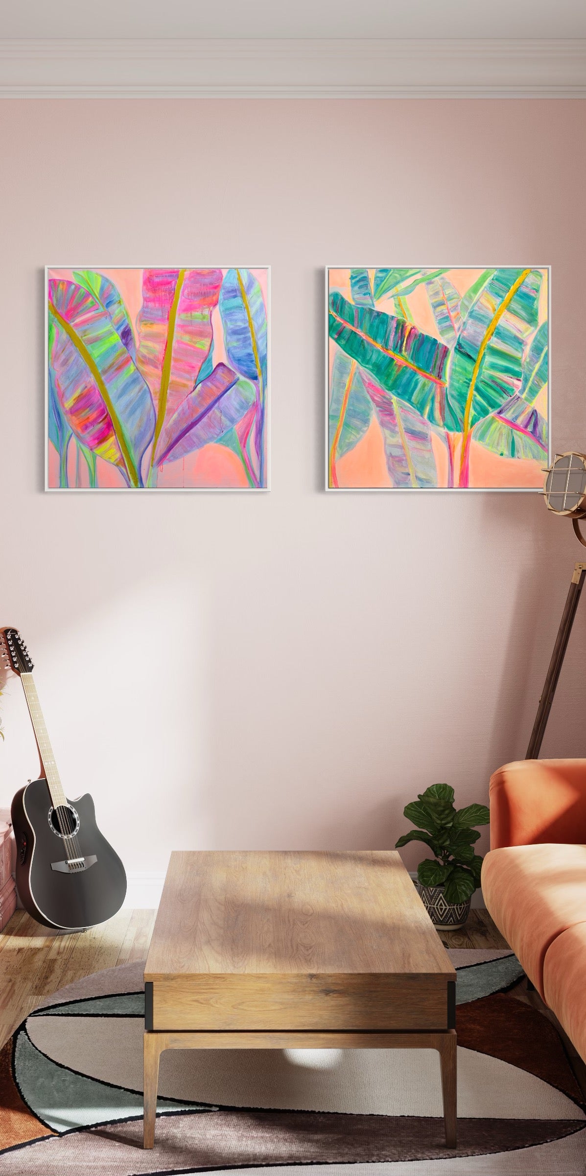 COLOUR POP BOTANICAL PRINT SET: 'Rainbow Banana Leaves' & 'Rainbow Banana Leaves II' - Kathryn Sillince Artist