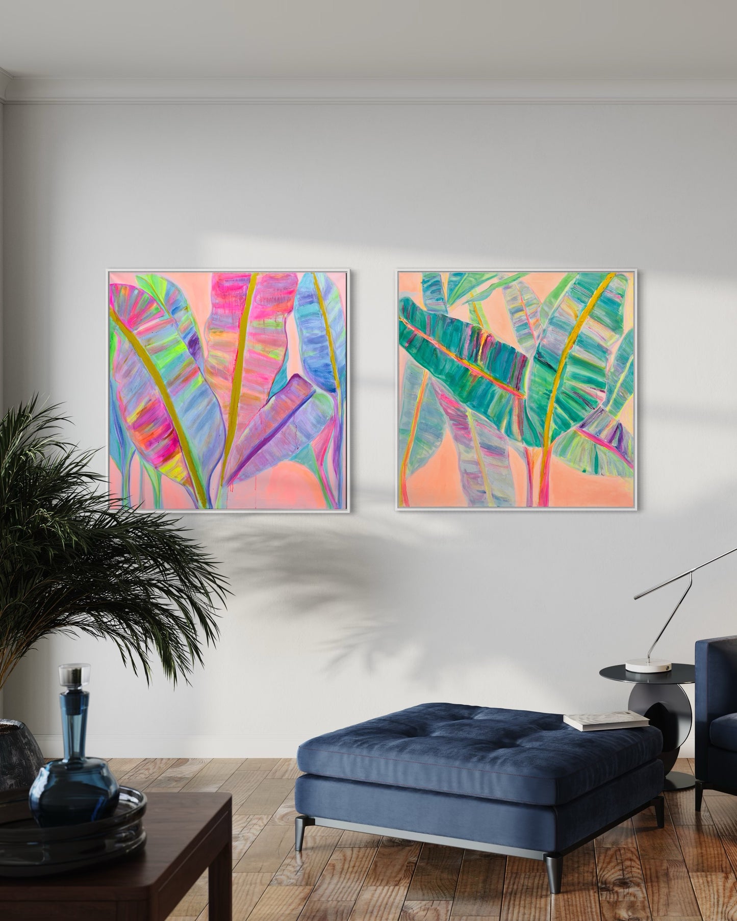 COLOUR POP BOTANICAL PRINT SET: 'Rainbow Banana Leaves' & 'Rainbow Banana Leaves II' - Kathryn Sillince Artist