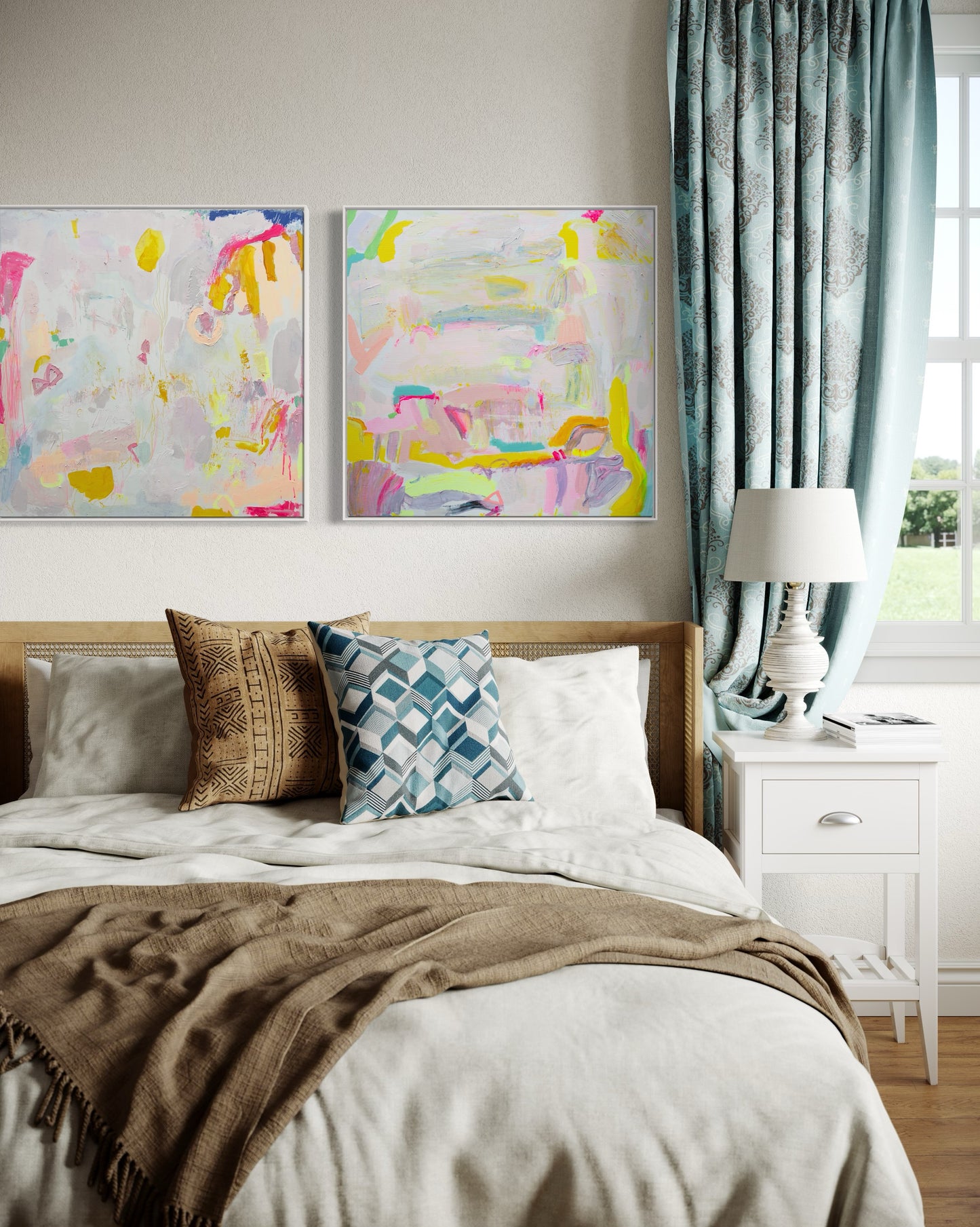 PASTEL ABSTRACT PRINT SET: 'Let's Stay Here' & 'Watching The World Go By' - Kathryn Sillince Artist