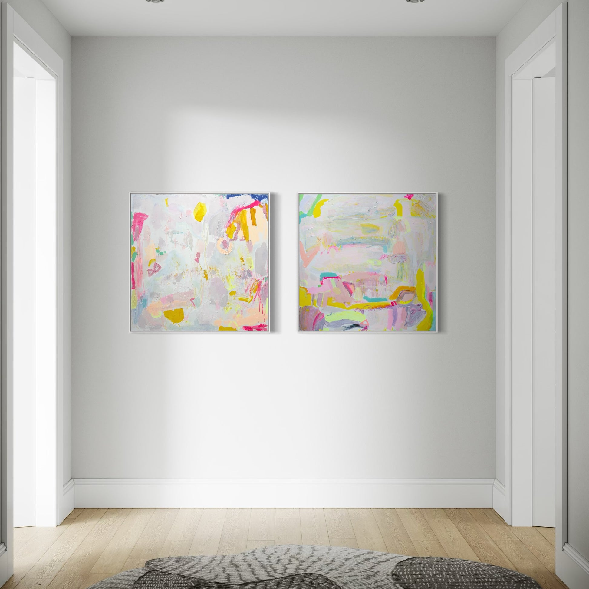 PASTEL ABSTRACT PRINT SET: 'Let's Stay Here' & 'Watching The World Go By' - Kathryn Sillince Artist