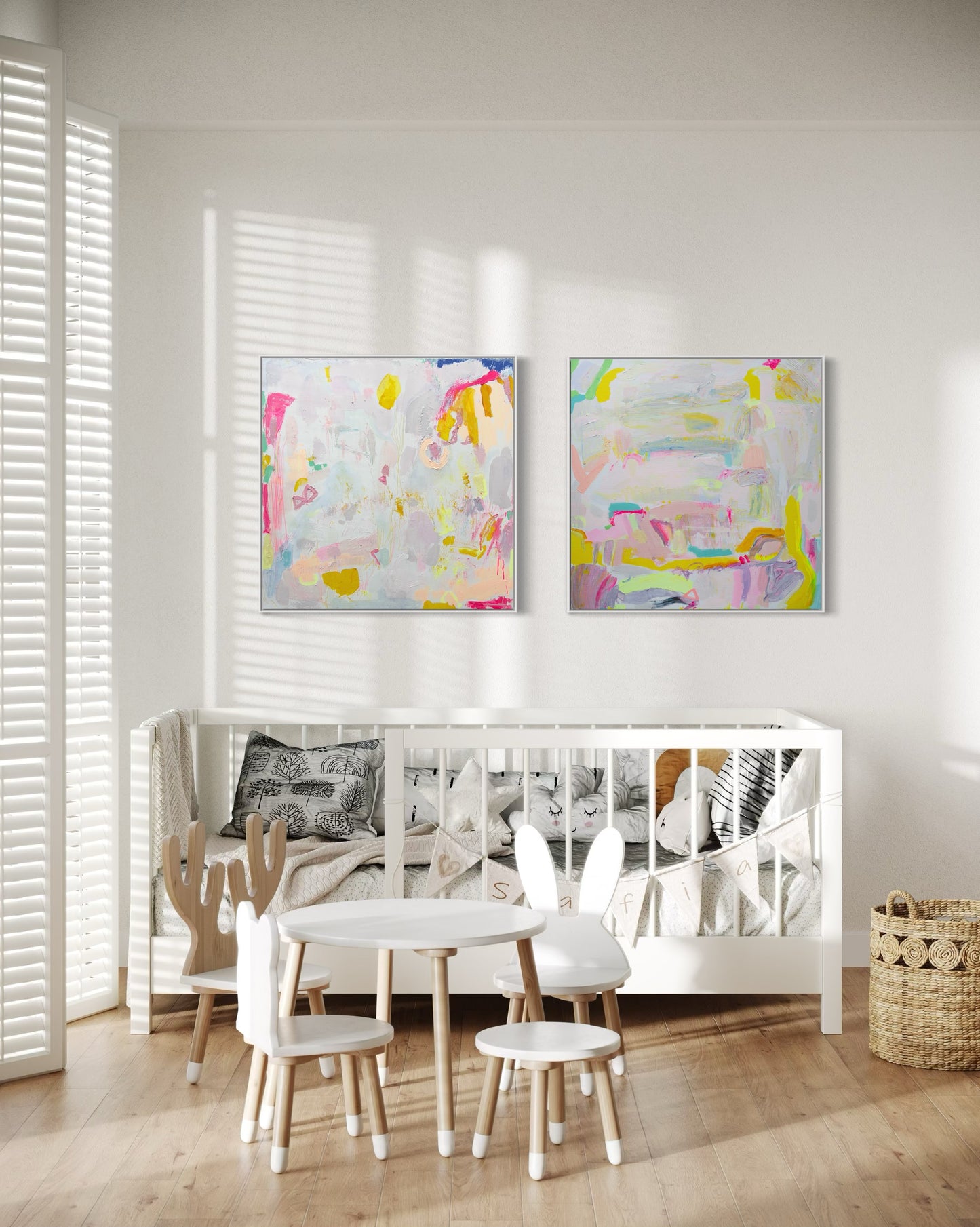 PASTEL ABSTRACT PRINT SET: 'Let's Stay Here' & 'Watching The World Go By' - Kathryn Sillince Artist