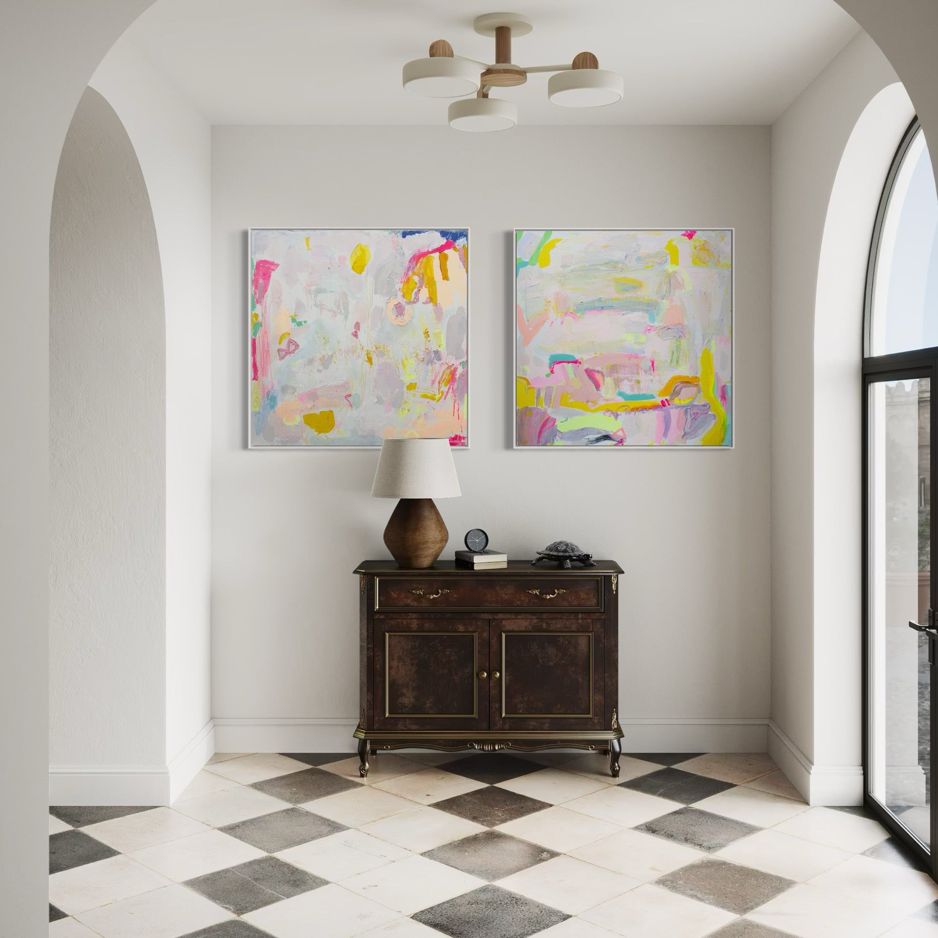 PASTEL ABSTRACT PRINT SET: 'Let's Stay Here' & 'Watching The World Go By' - Kathryn Sillince Artist