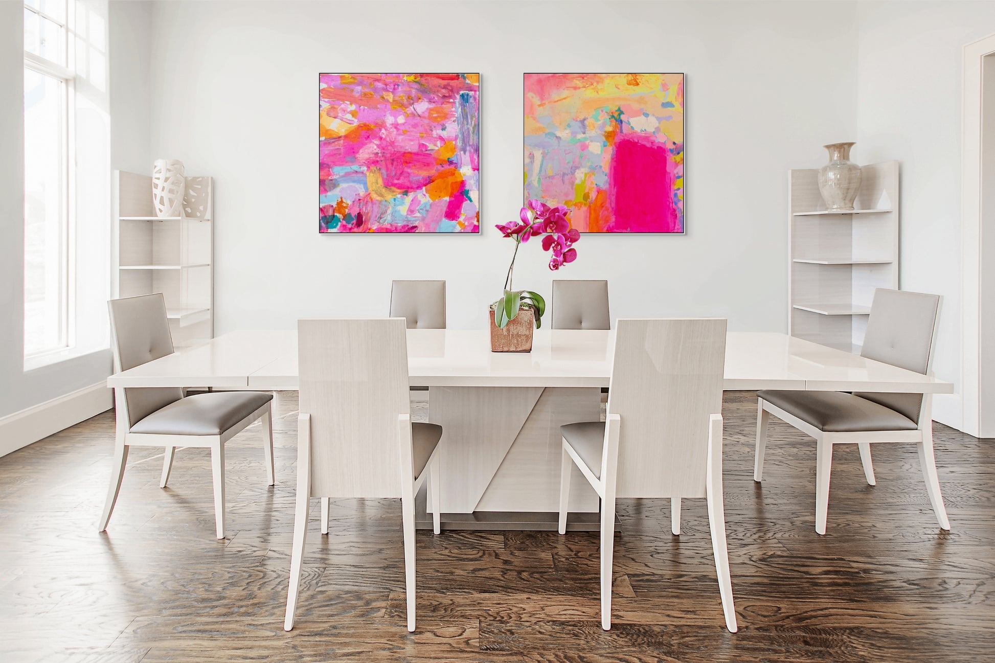 PINK HUES ABSTRACT PRINT SET: 'Into The Pink' & 'Into The Pink II' - Kathryn Sillince Artist