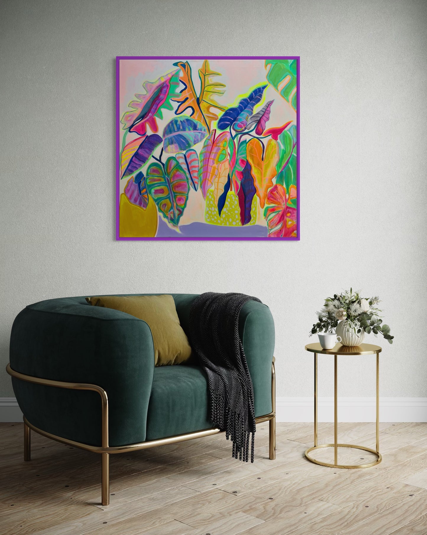 'Alocasia Revelation’ 82cm x 82cm - Kathryn Sillince Artist