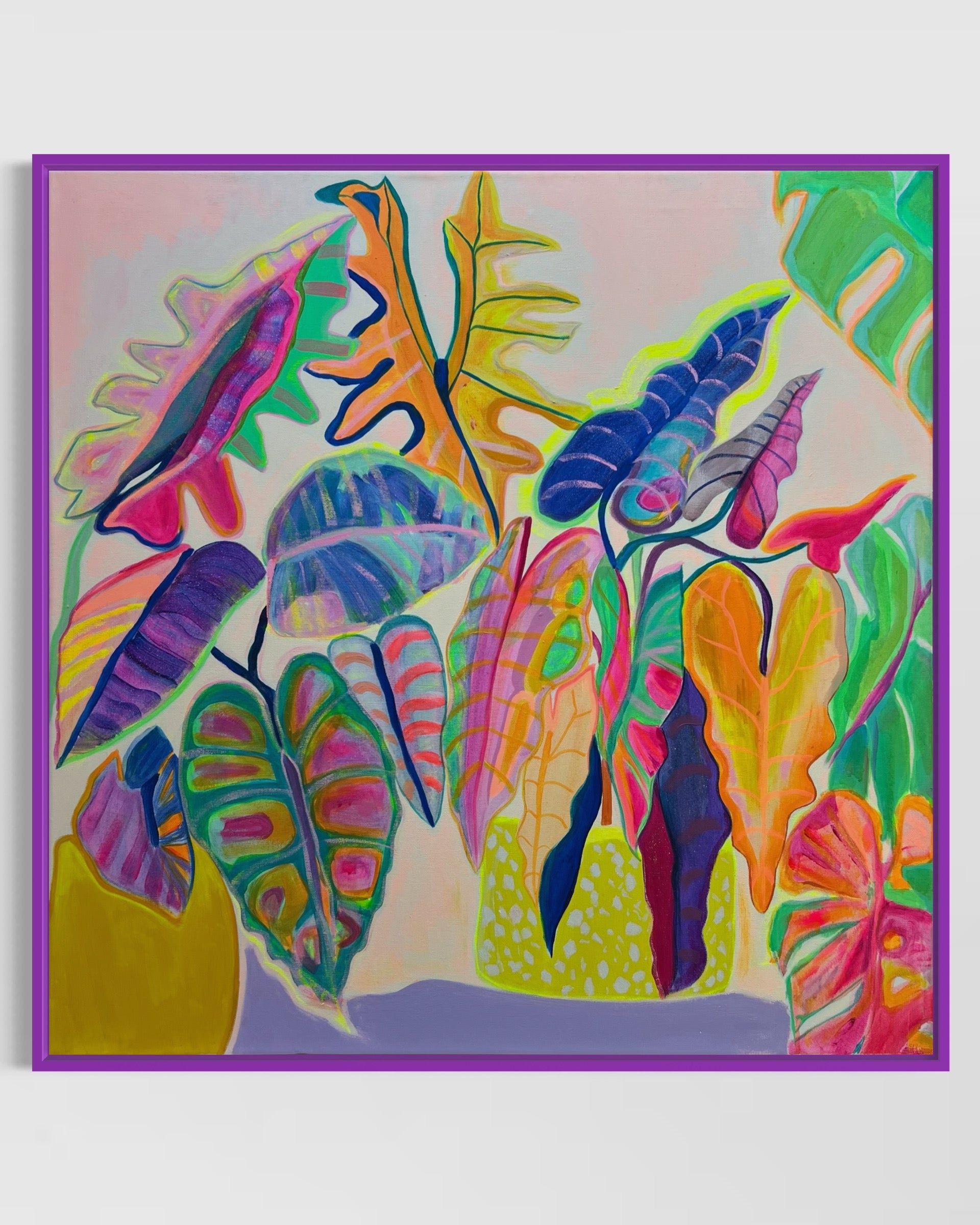 'Alocasia Revelation’ 82cm x 82cm - Kathryn Sillince Artist