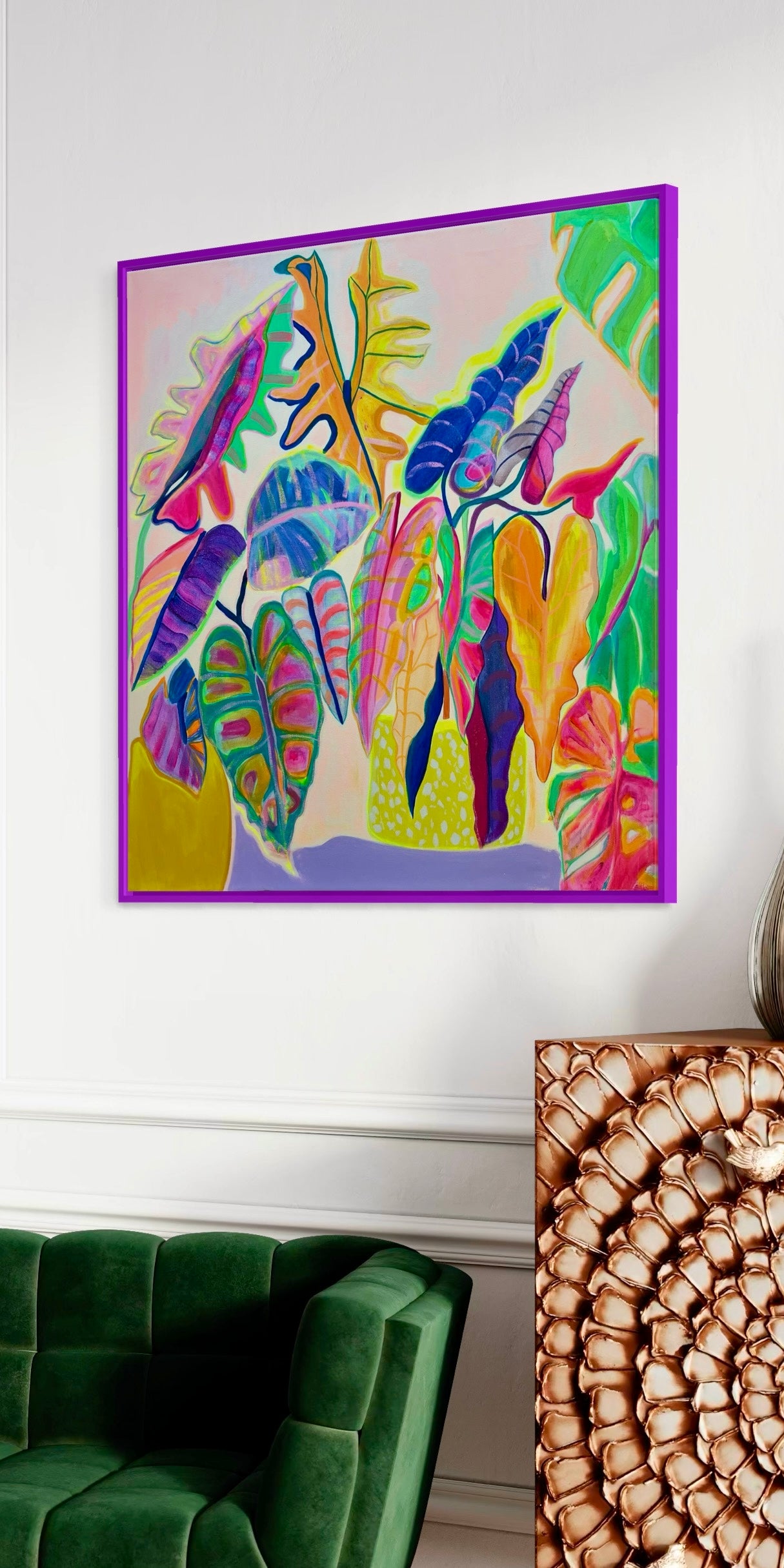 'Alocasia Revelation’ 82cm x 82cm - Kathryn Sillince Artist
