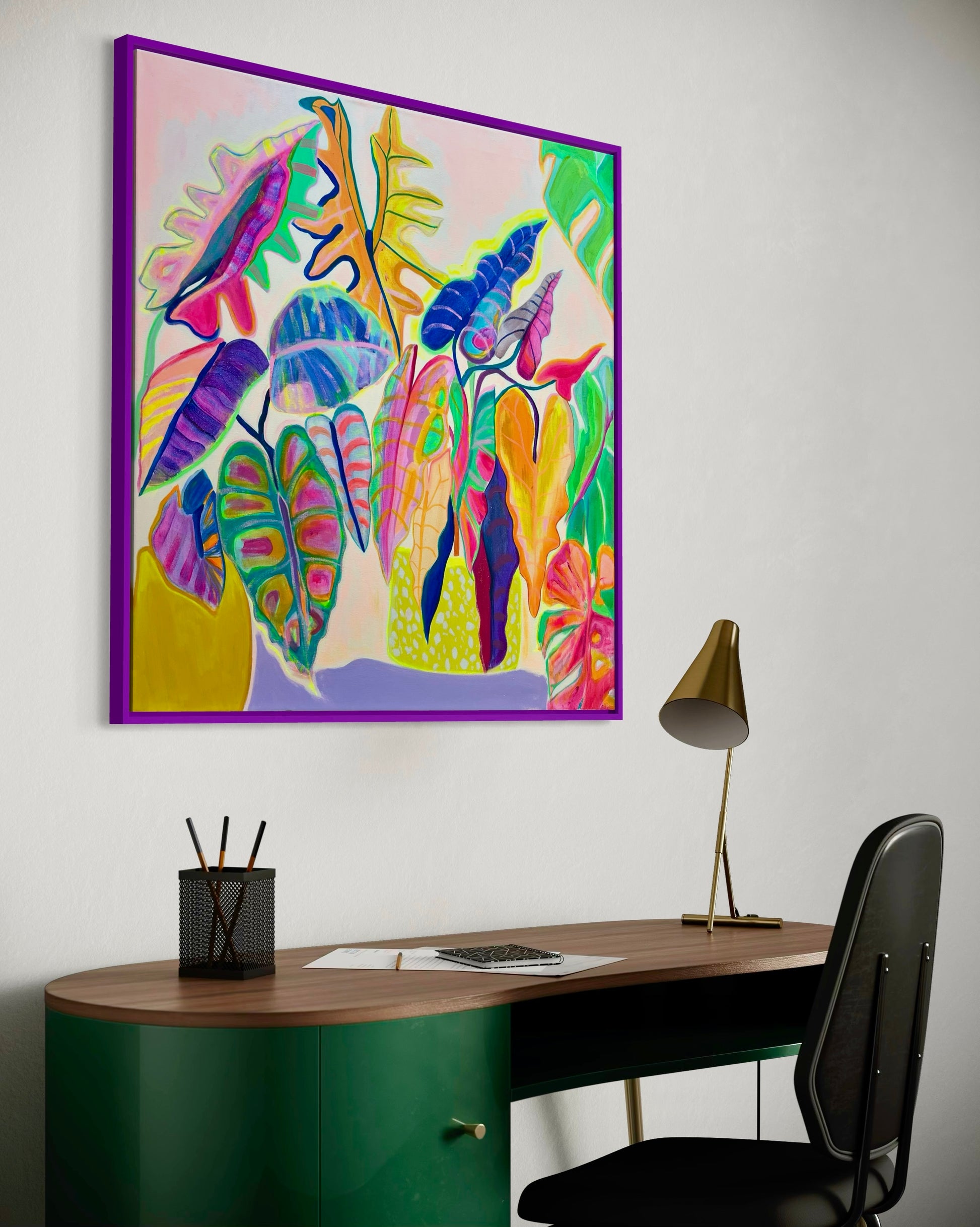 'Alocasia Revelation’ 82cm x 82cm - Kathryn Sillince Artist