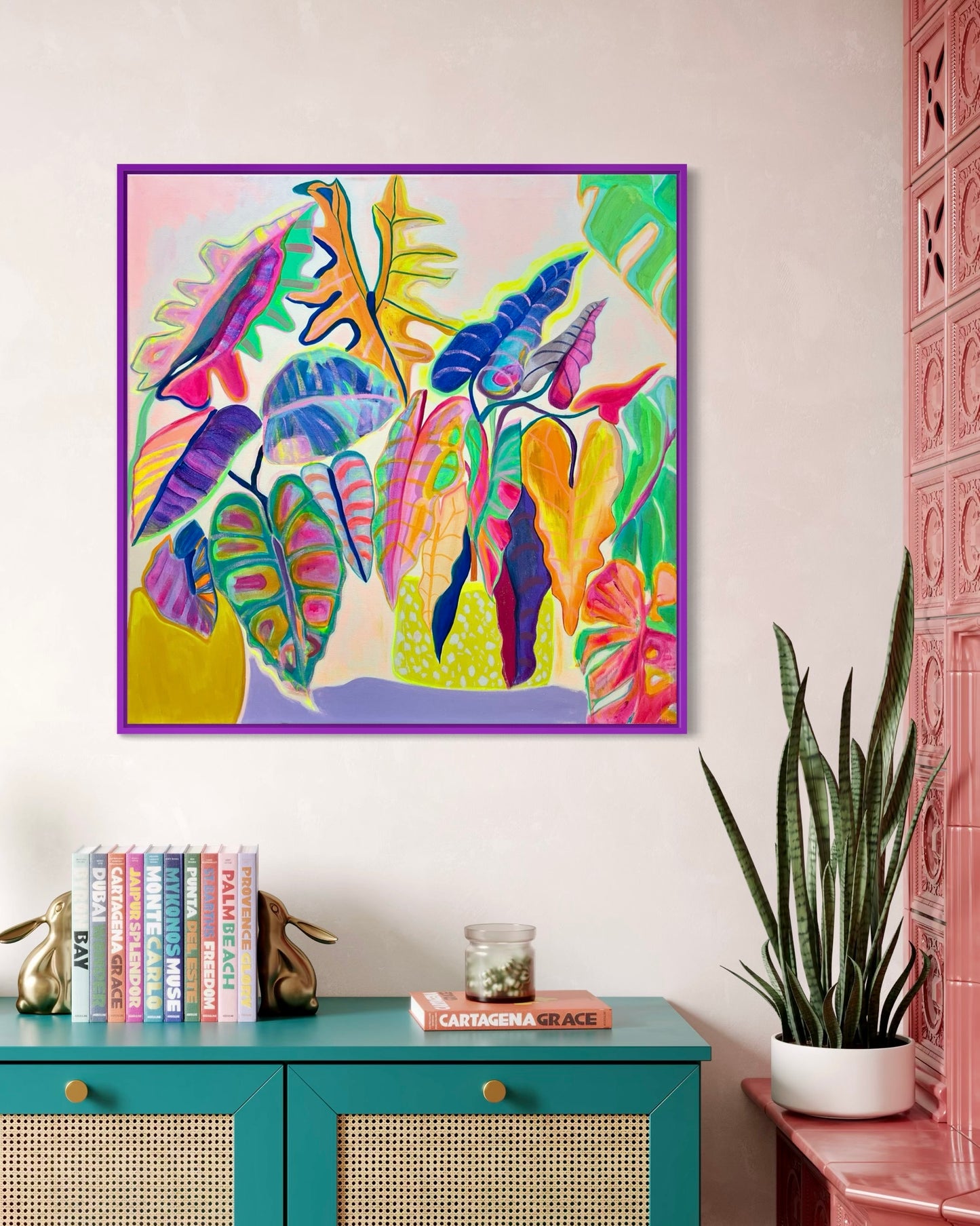 'Alocasia Revelation’ 82cm x 82cm - Kathryn Sillince Artist