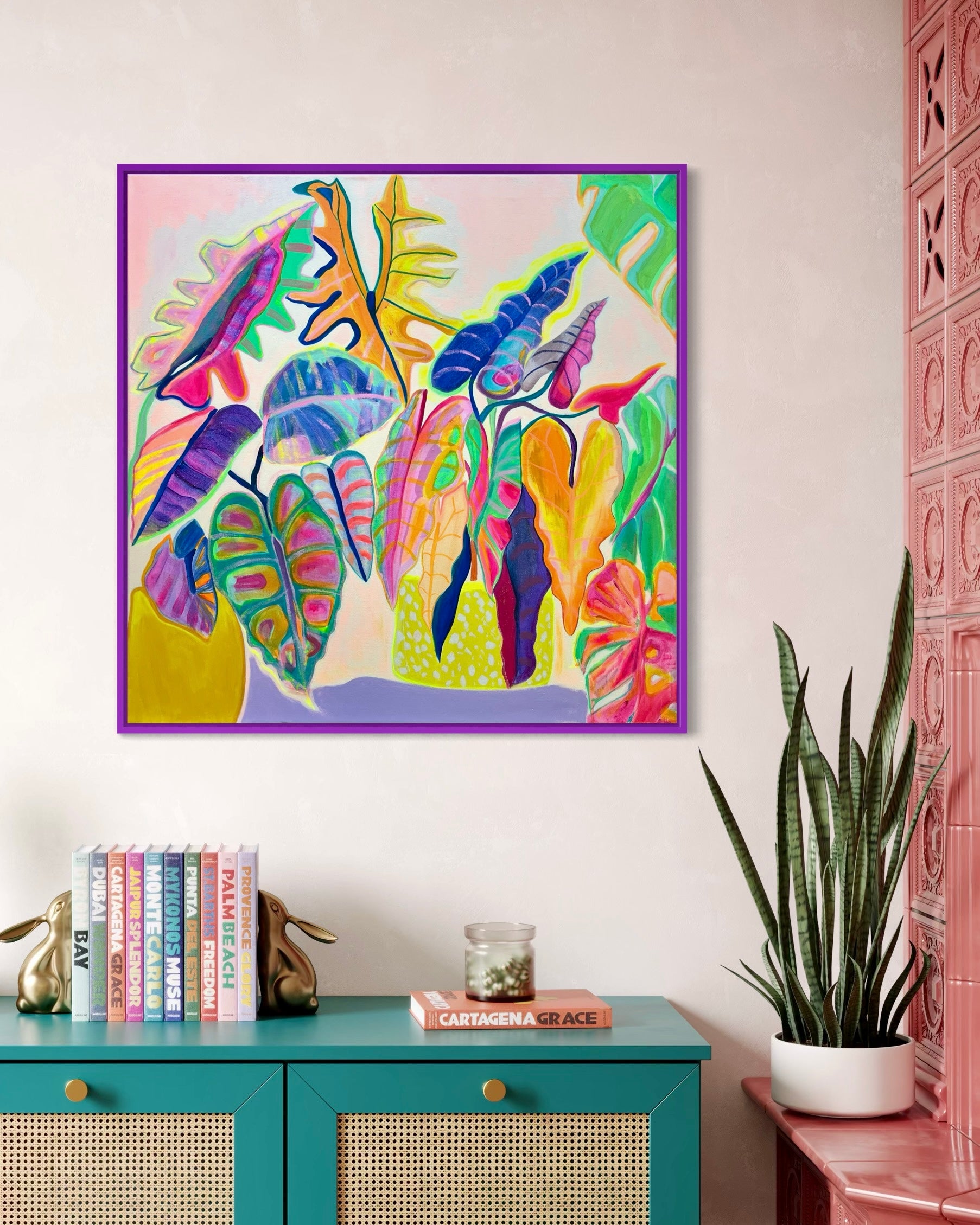 'Alocasia Revelation’ 82cm x 82cm - Kathryn Sillince Artist