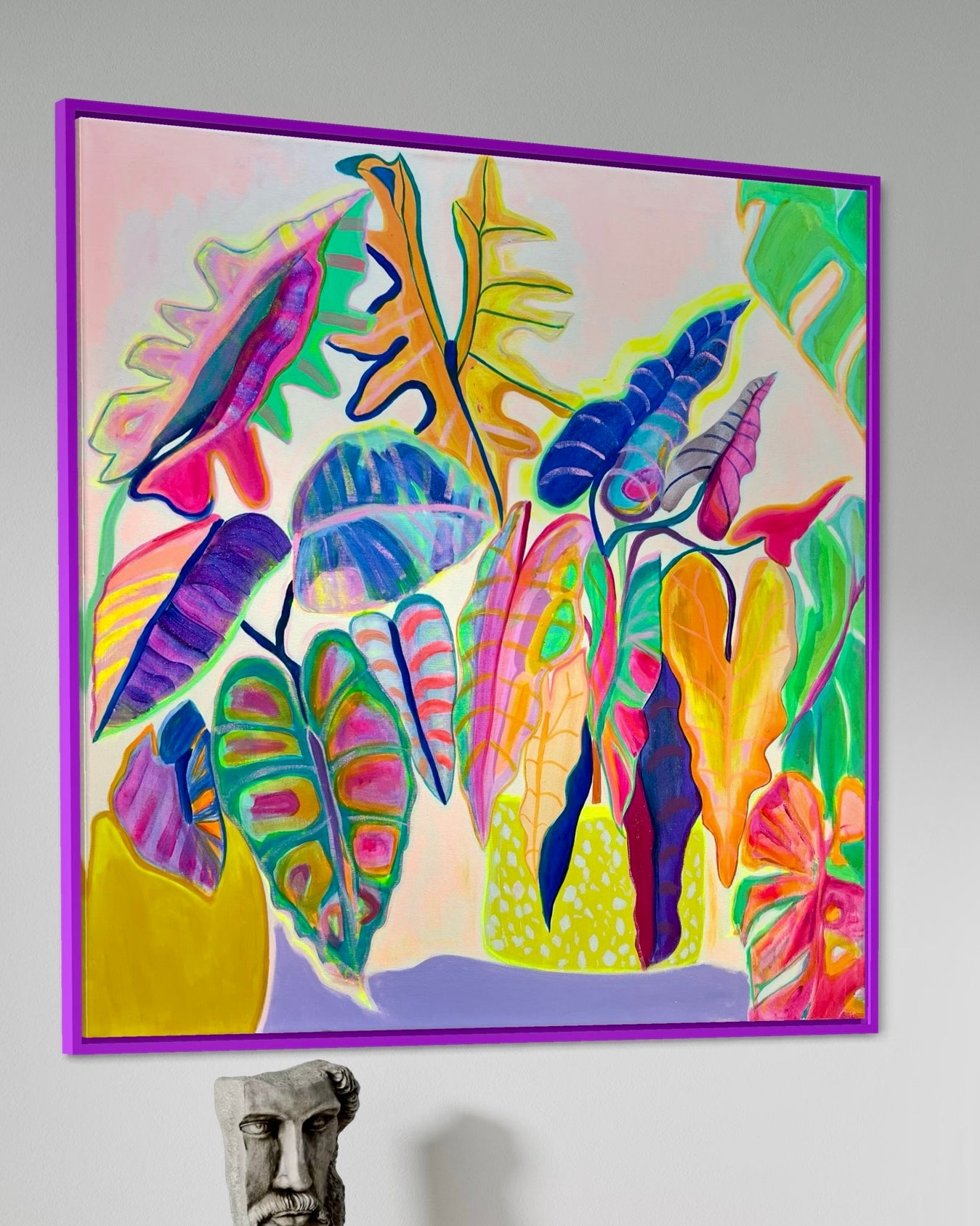 'Alocasia Revelation’ 82cm x 82cm - Kathryn Sillince Artist