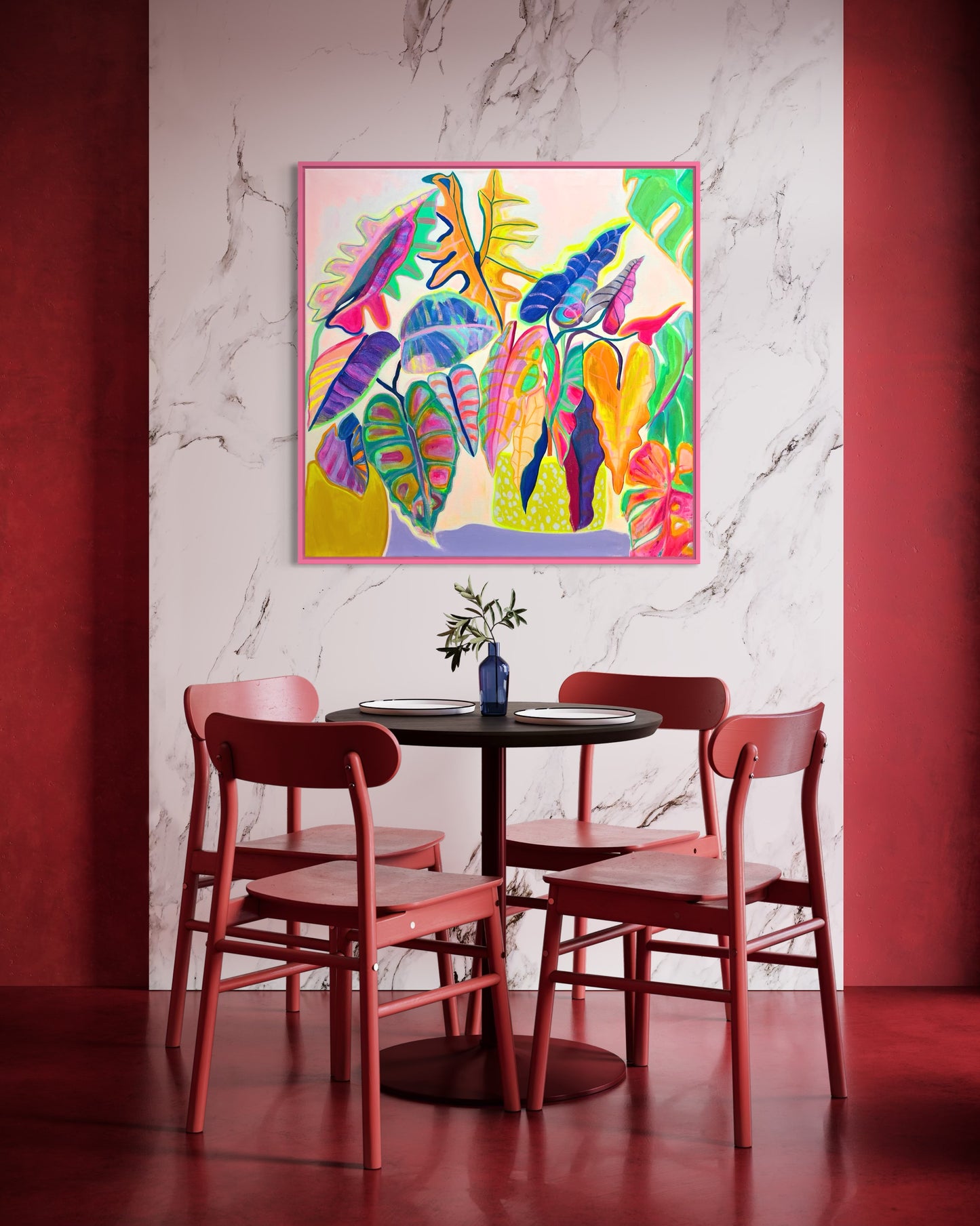 'Alocasia Revelation’ 82cm x 82cm - Kathryn Sillince Artist