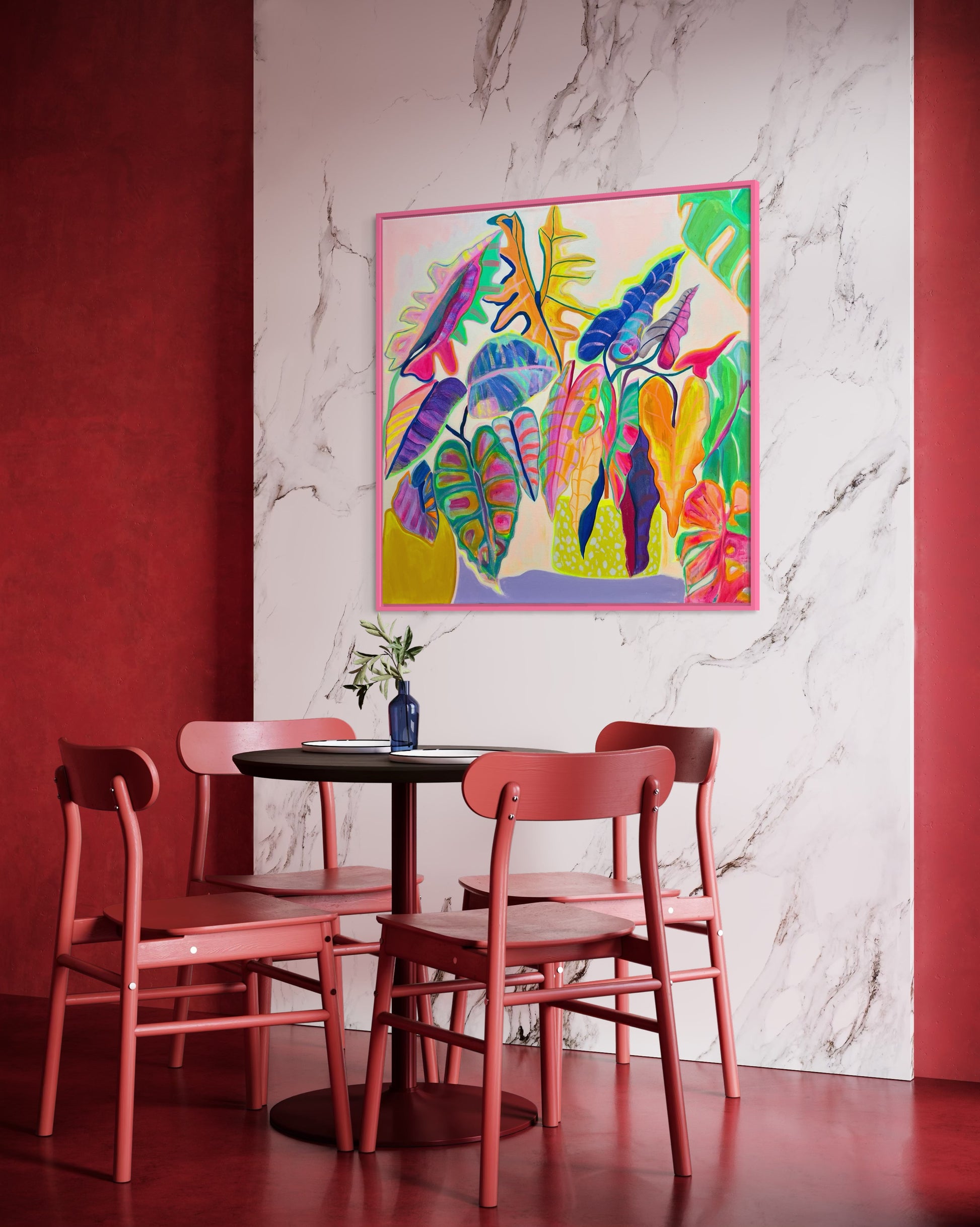 'Alocasia Revelation’ 82cm x 82cm - Kathryn Sillince Artist