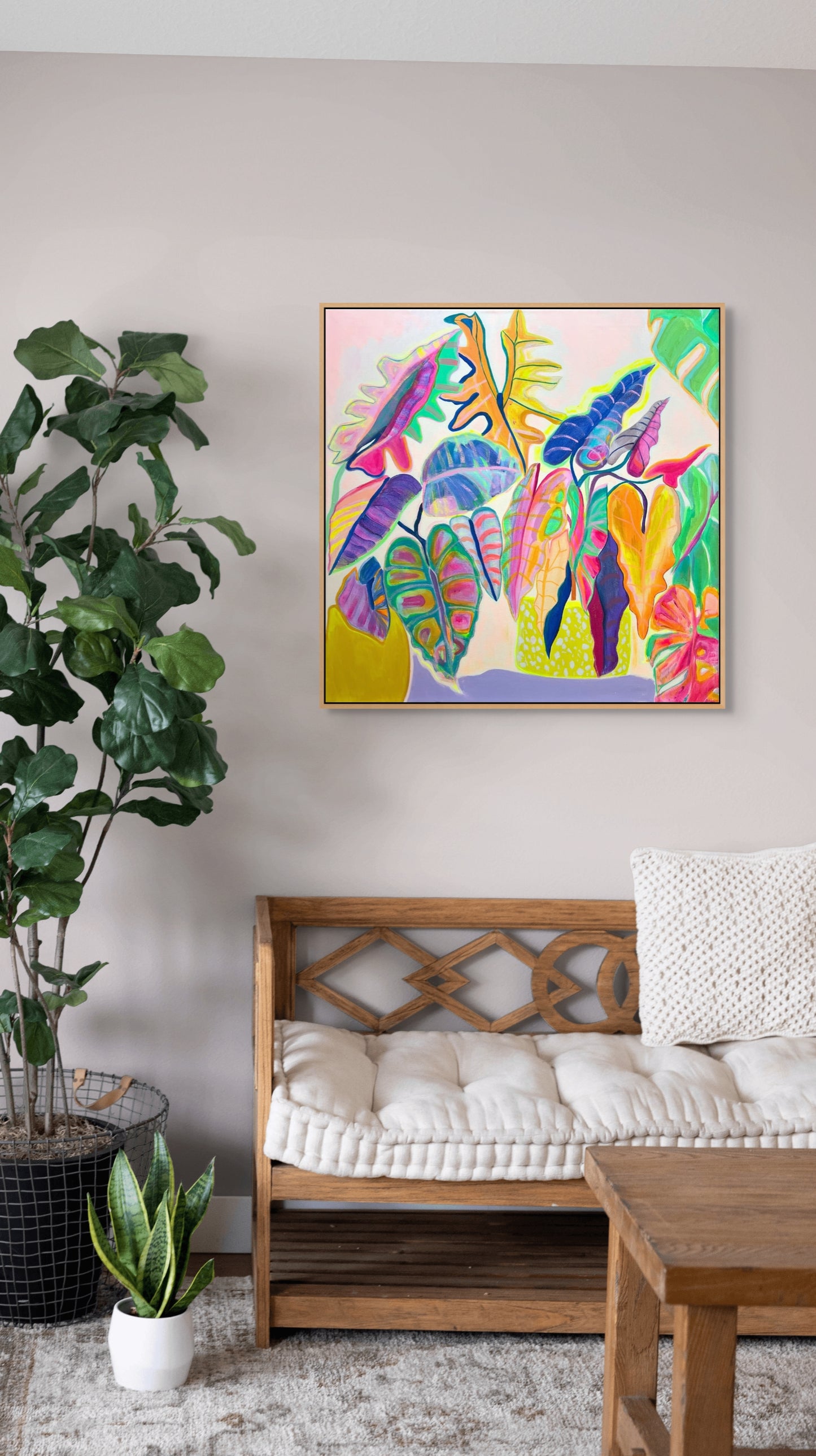 'Alocasia Revelation’ 82cm x 82cm - Kathryn Sillince Artist