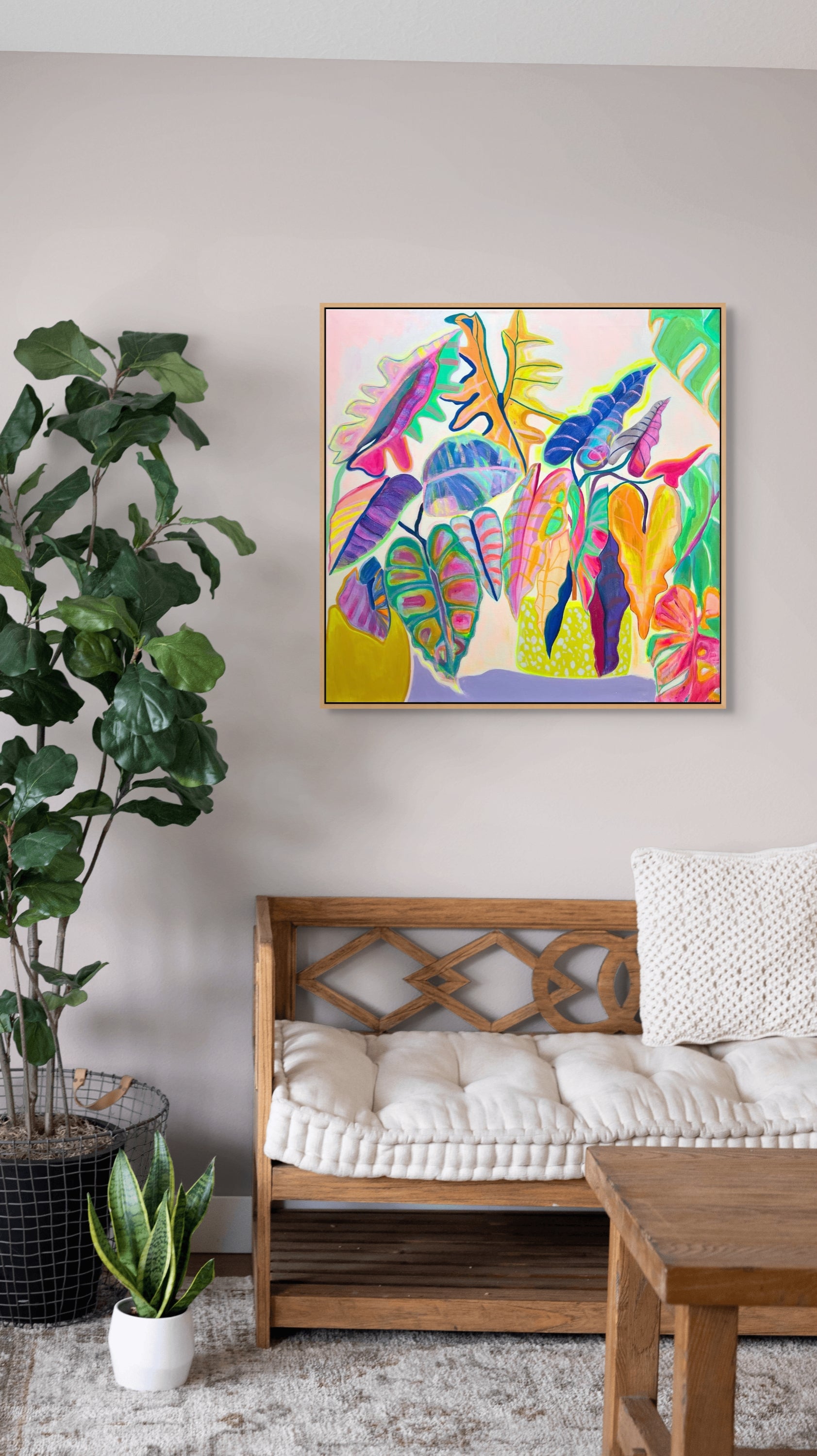 'Alocasia Revelation’ 82cm x 82cm - Kathryn Sillince Artist