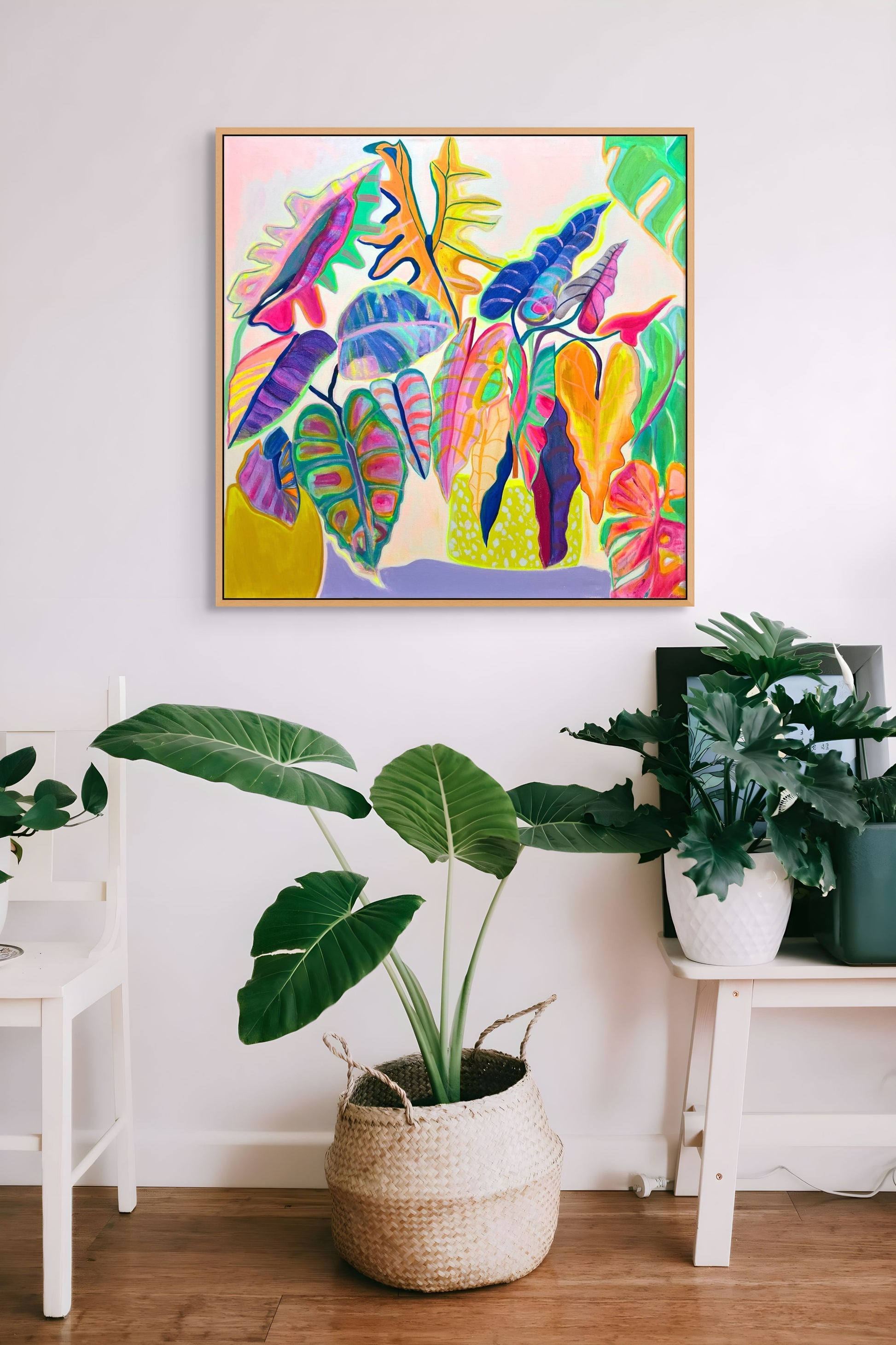 'Alocasia Revelation’ 82cm x 82cm - Kathryn Sillince Artist