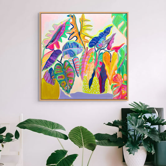 'Alocasia Revelation’ 82cm x 82cm - Kathryn Sillince Artist