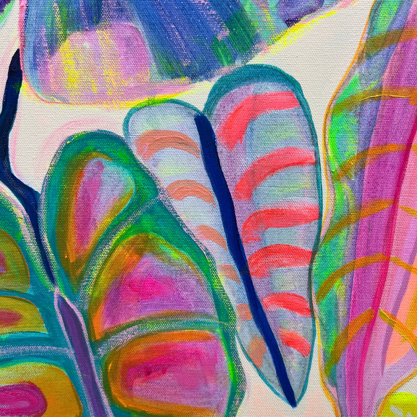 'Alocasia Revelation’ 82cm x 82cm - Kathryn Sillince Artist
