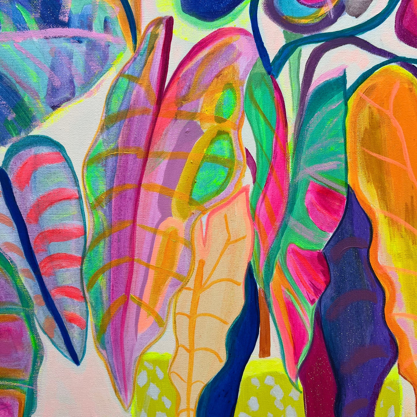 'Alocasia Revelation’ 82cm x 82cm - Kathryn Sillince Artist