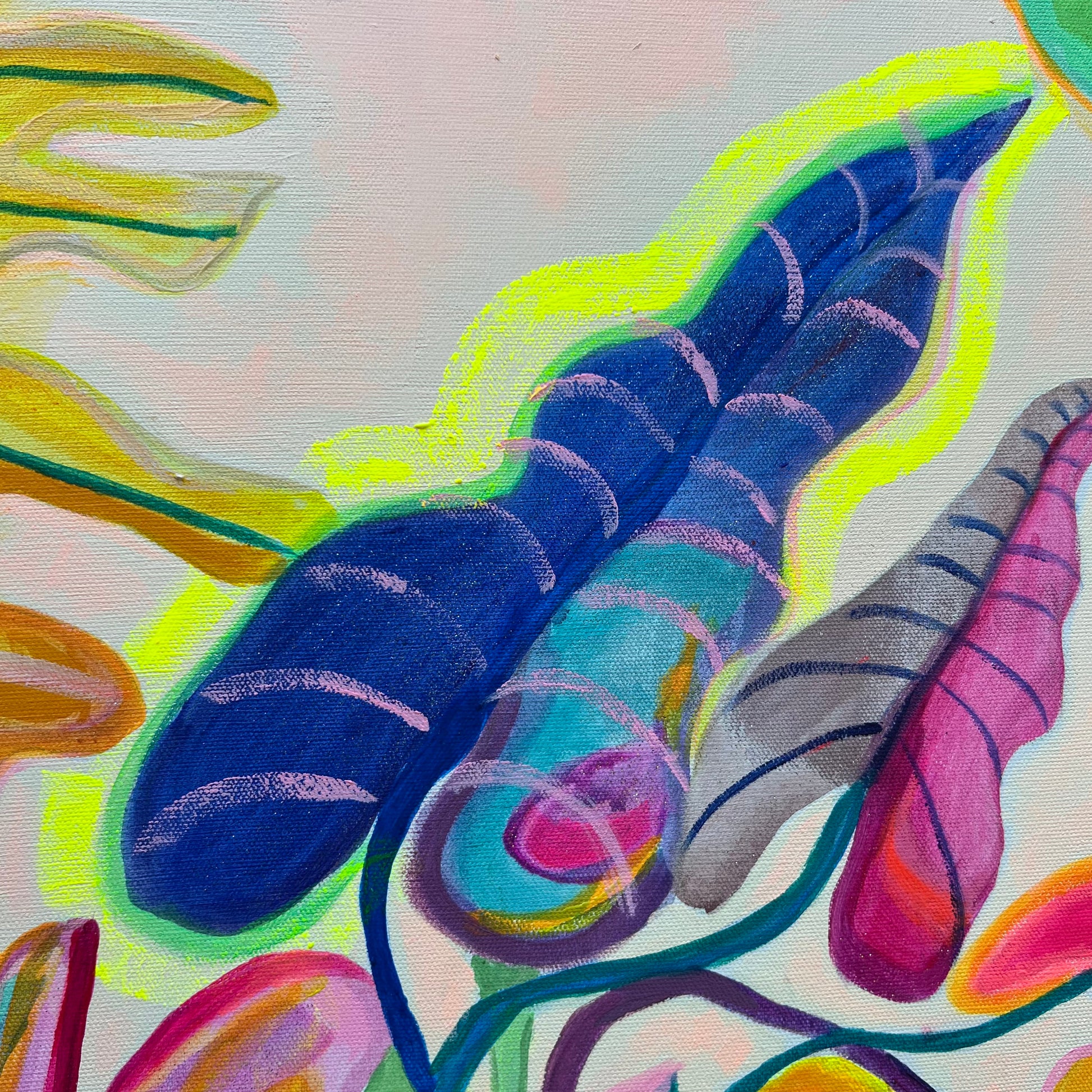 'Alocasia Revelation’ 82cm x 82cm - Kathryn Sillince Artist
